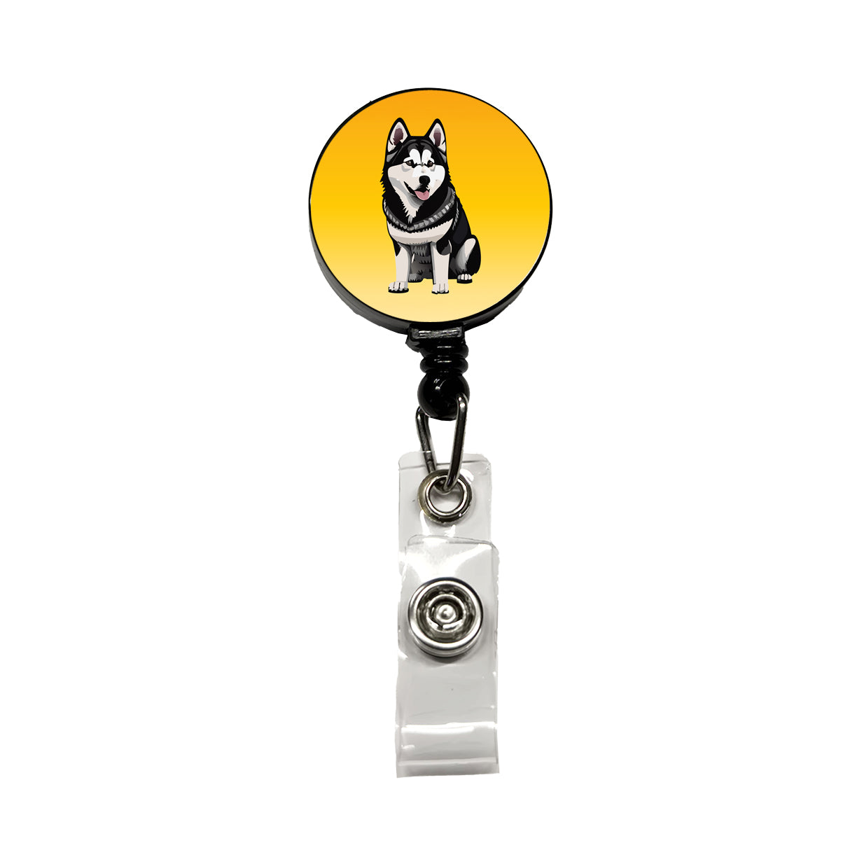 Alaskan Malamute Dog Sitting Retractable ID Key Card Name Tag Badge Holder with Clip