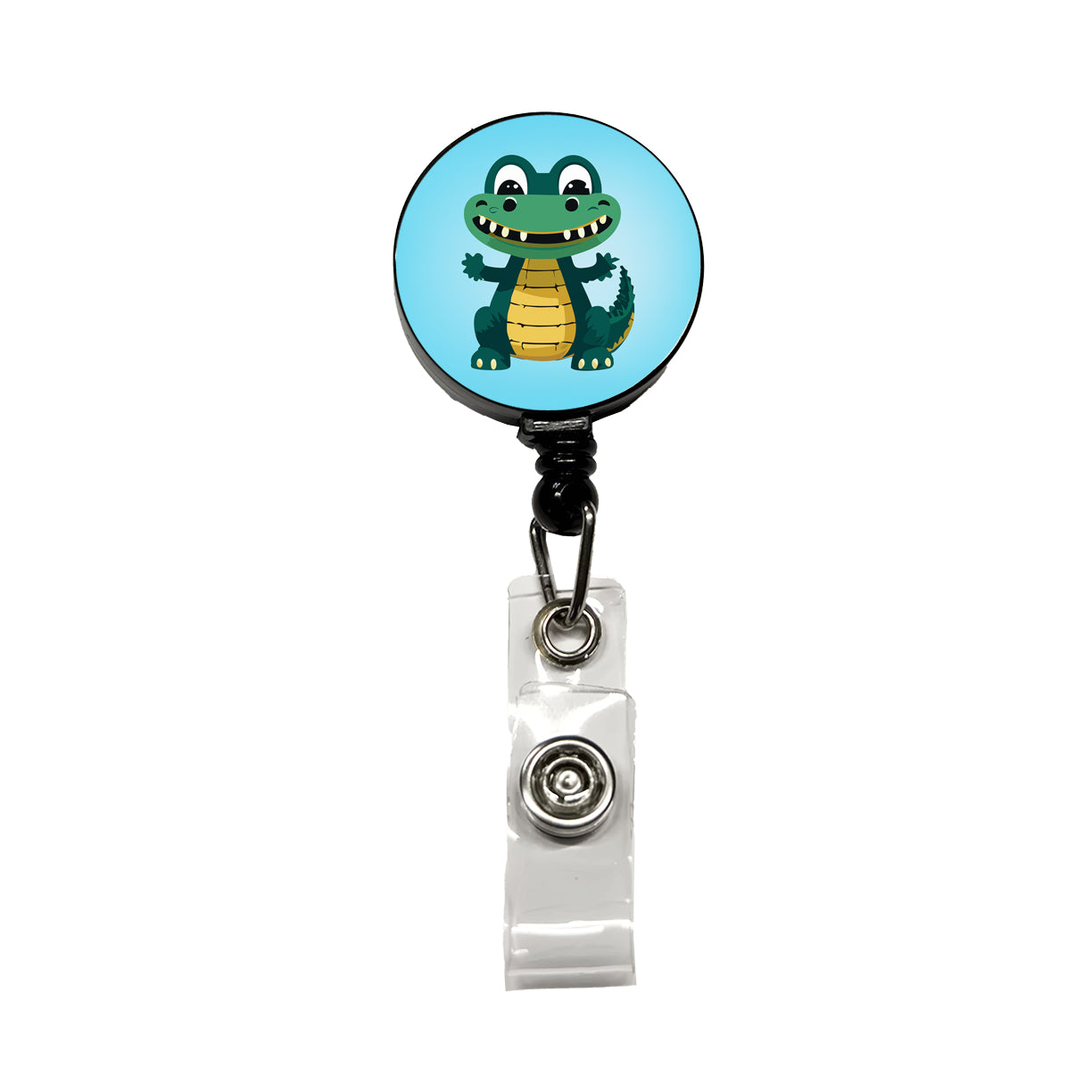 Alligator Crocodile Happy Retractable ID Key Card Name Tag Badge Holder with Clip