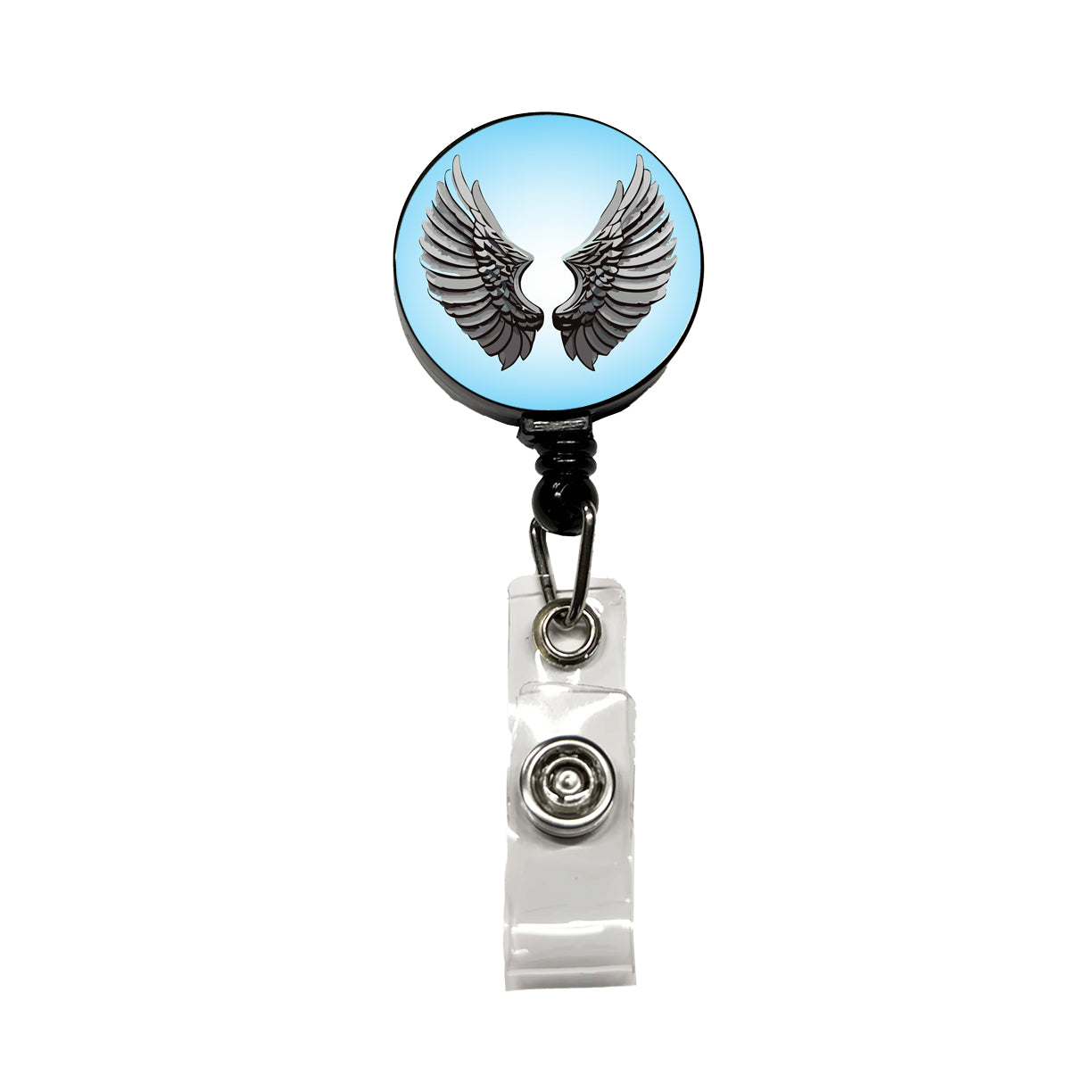 Angel Wings Pair Retractable ID Key Card Name Tag Badge Holder with Clip