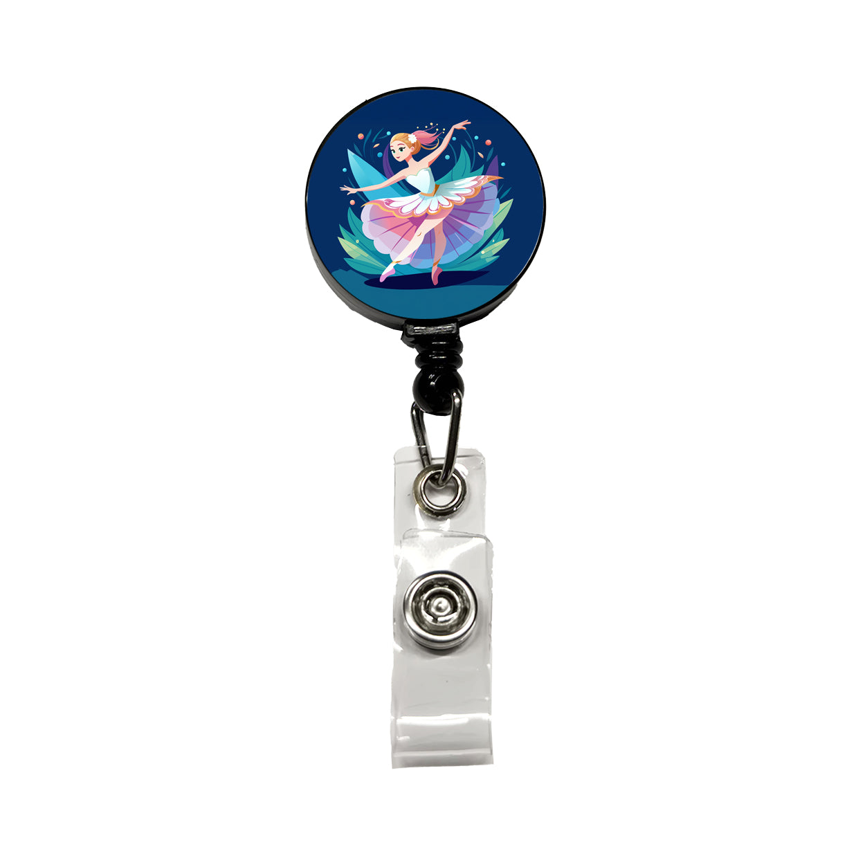 Ballerina Ballet Dancer Cute Retractable ID Key Card Name Tag Badge Holder with Clip