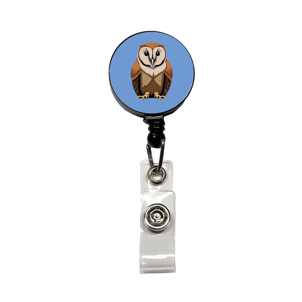Barn Owl Staring Retractable ID Key Card Name Tag Badge Holder with Clip