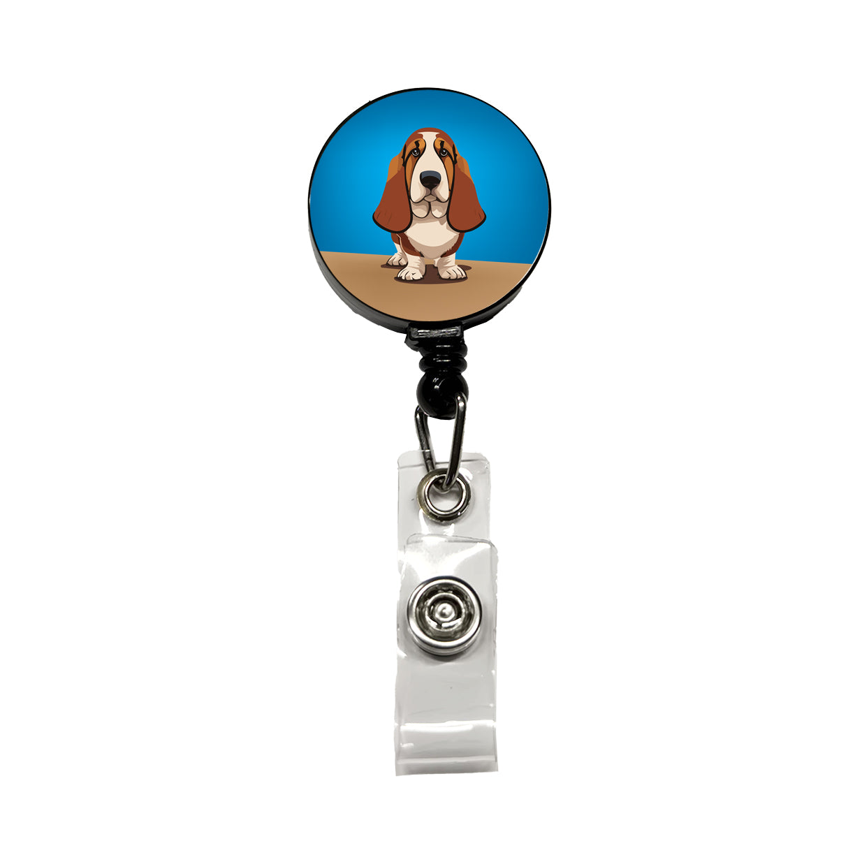 Basset Hound Staring Retractable ID Key Card Name Tag Badge Holder with Clip