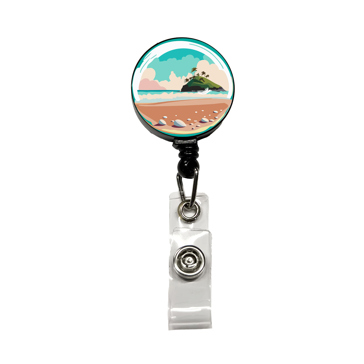 Beach Ocean Paradise Tropical Island Vacation Travel Retractable ID Key Card Name Tag Badge Holder with Clip