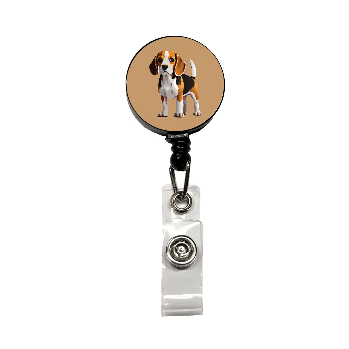 Beagle Dog Standing Retractable ID Key Card Name Tag Badge Holder with Clip