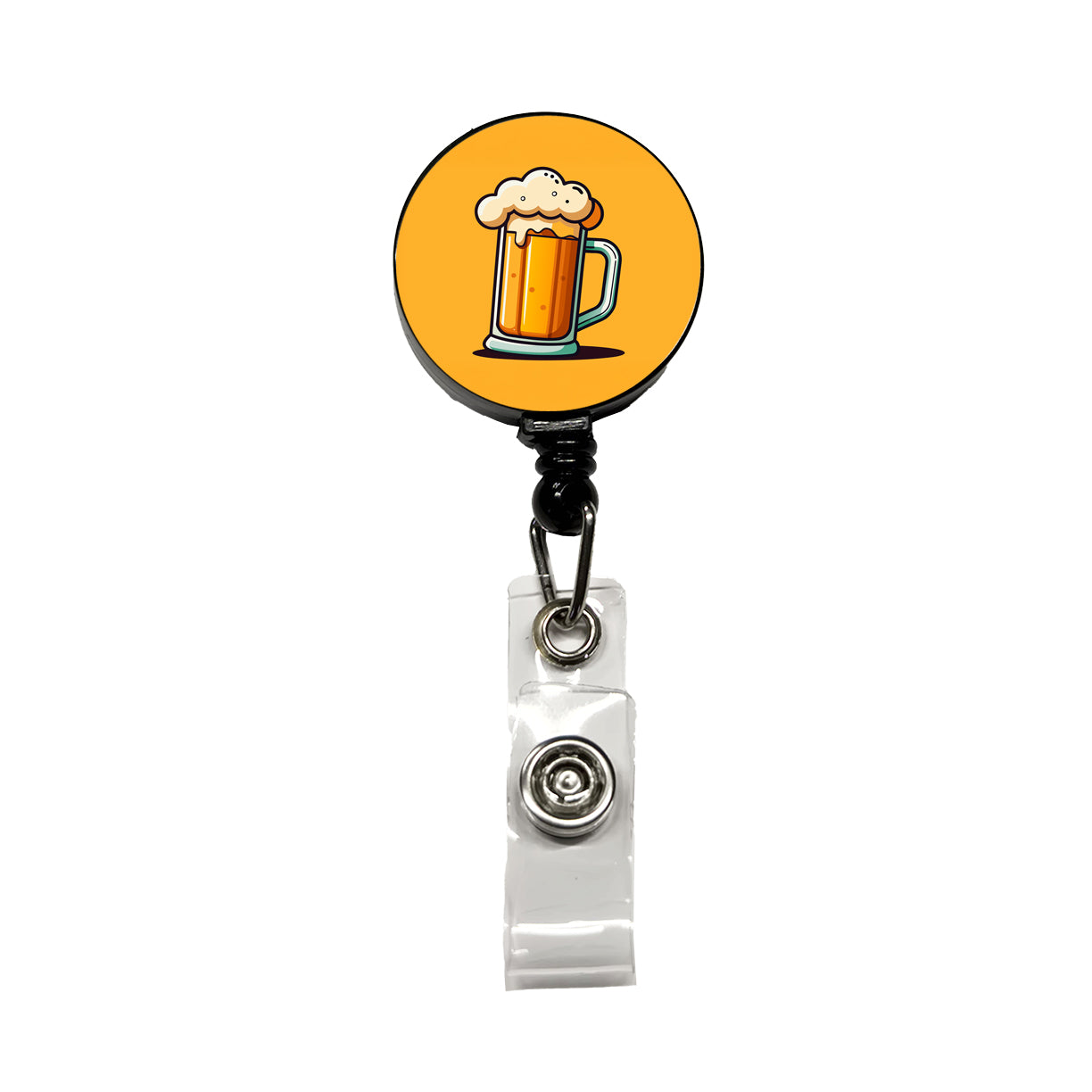 Beer Glass Foaming Stein Retractable ID Key Card Name Tag Badge Holder with Clip