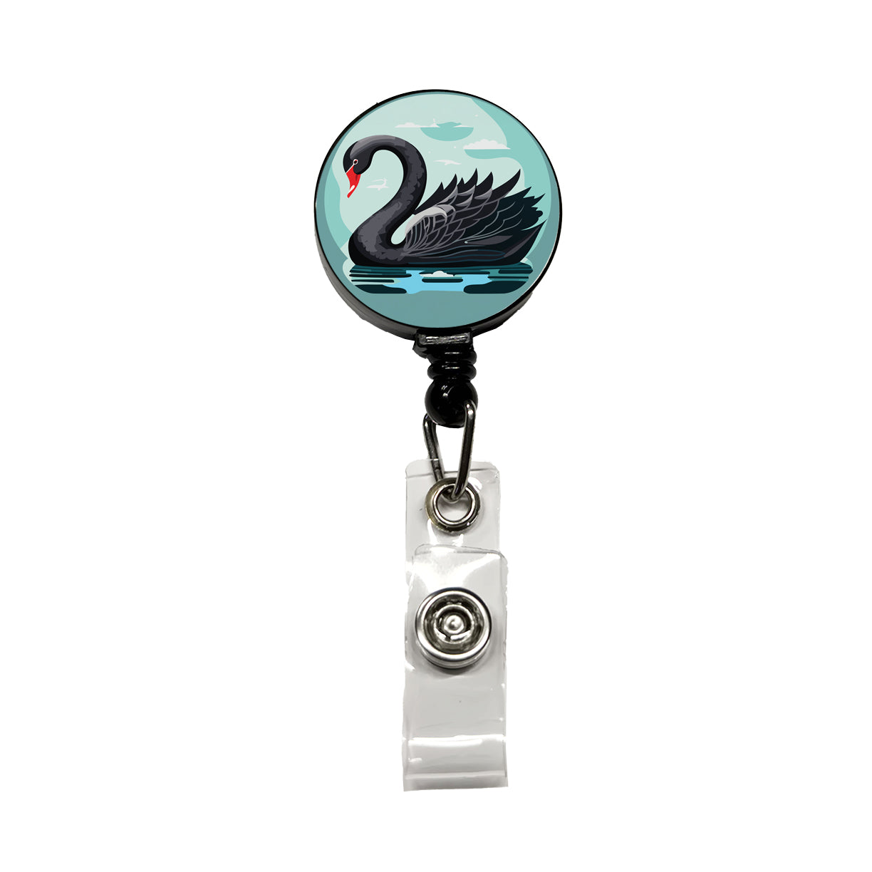 Black Swan Swimming Retractable ID Key Card Name Tag Badge Holder with Clip