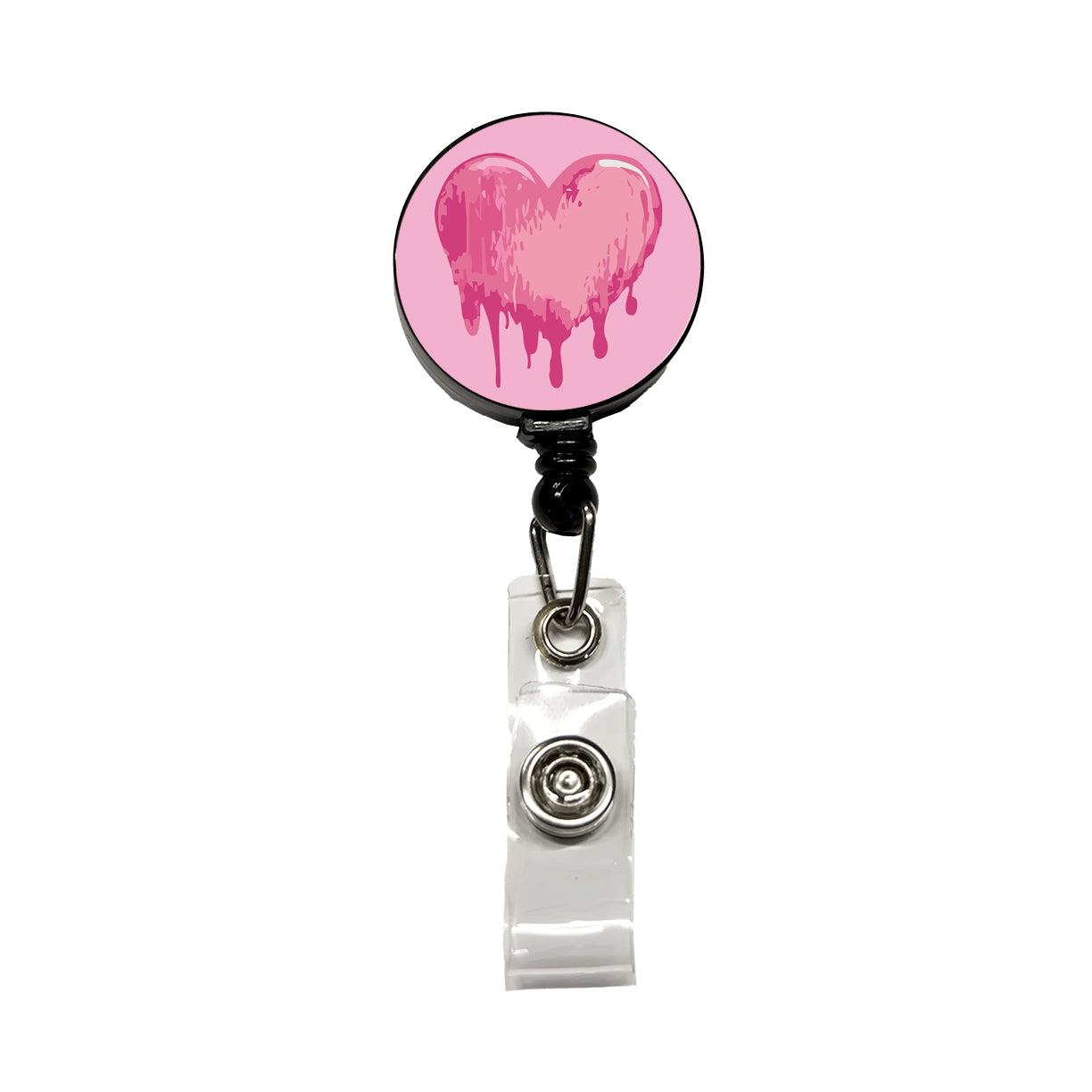Bleeding Heart Pink Retractable ID Key Card Name Tag Badge Holder with Clip