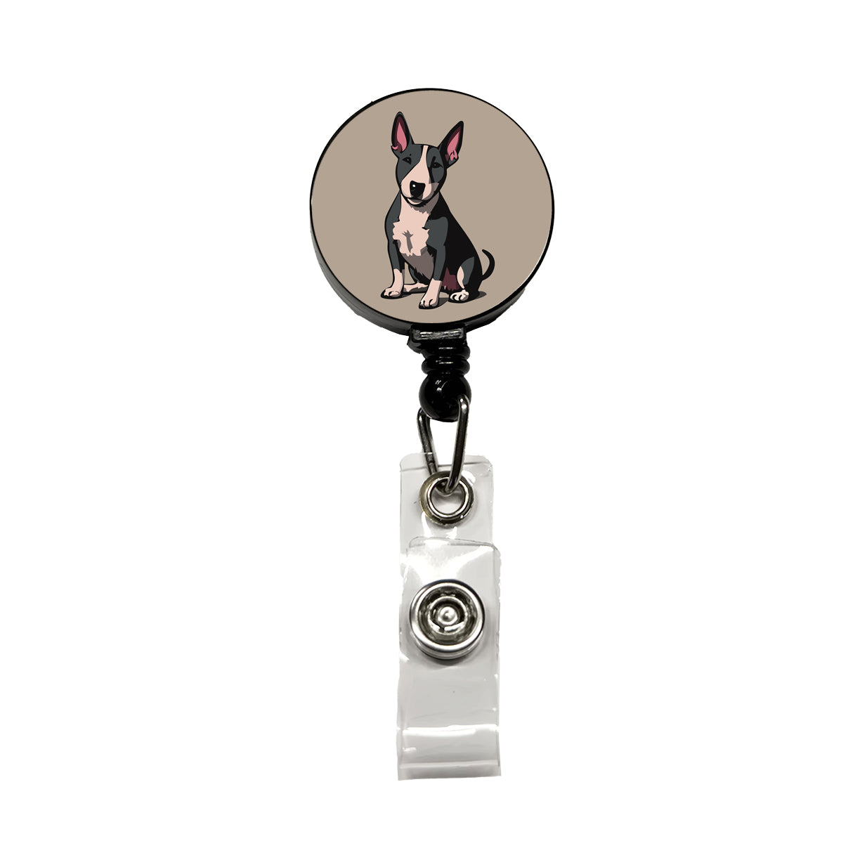 Bull Terrier Dog Sitting Retractable ID Key Card Name Tag Badge Holder with Clip