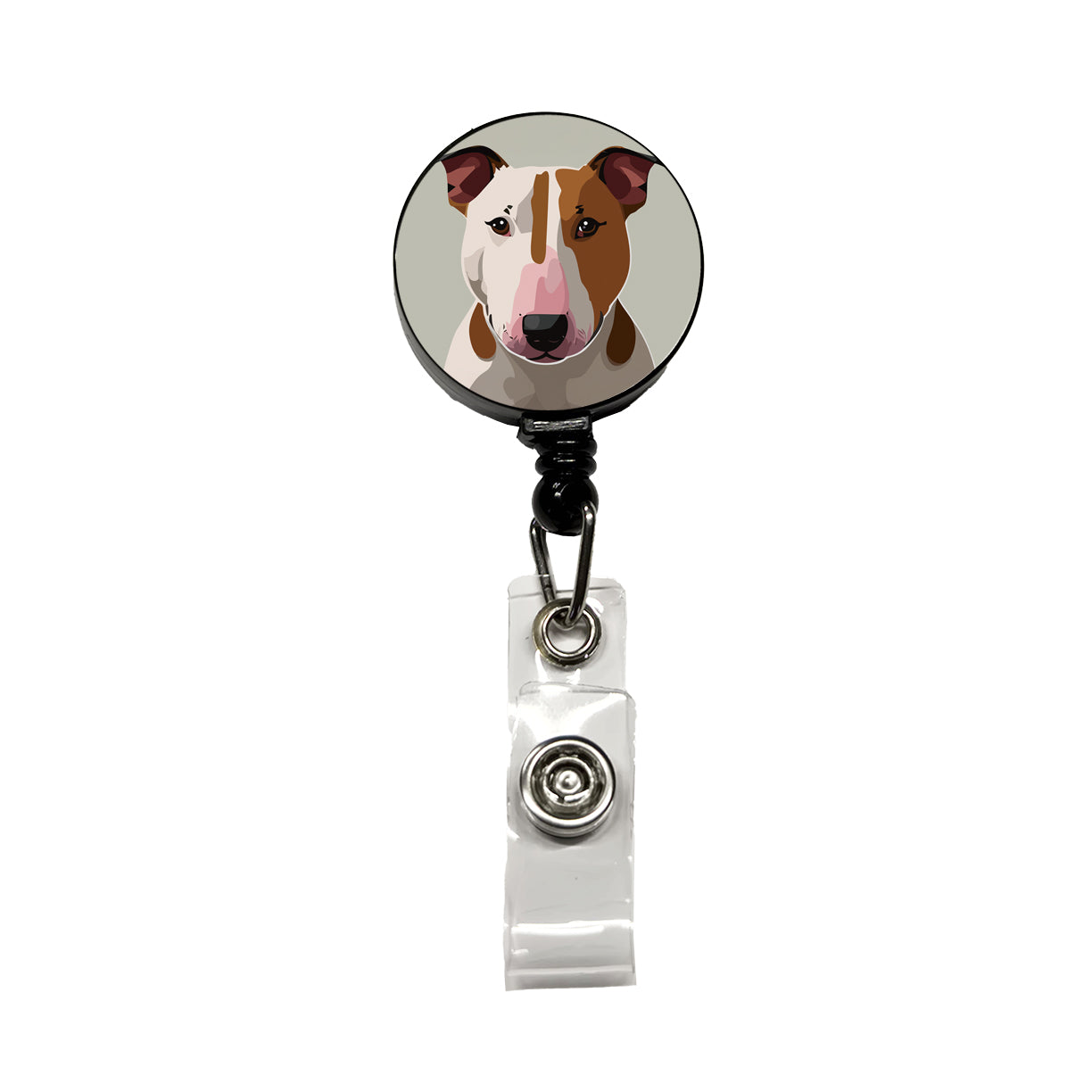 Bull Terrier Dog Staring Retractable ID Key Card Name Tag Badge Holder with Clip