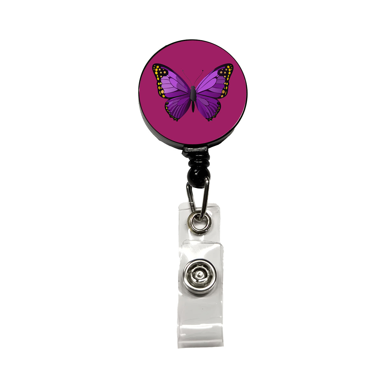 Butterfly Purple Retractable ID Key Card Name Tag Badge Holder with Clip