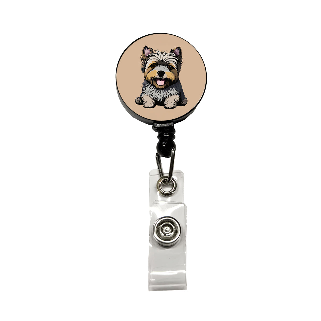 Cairn Terrier Dog Sitting Retractable ID Key Card Name Tag Badge Holder with Clip