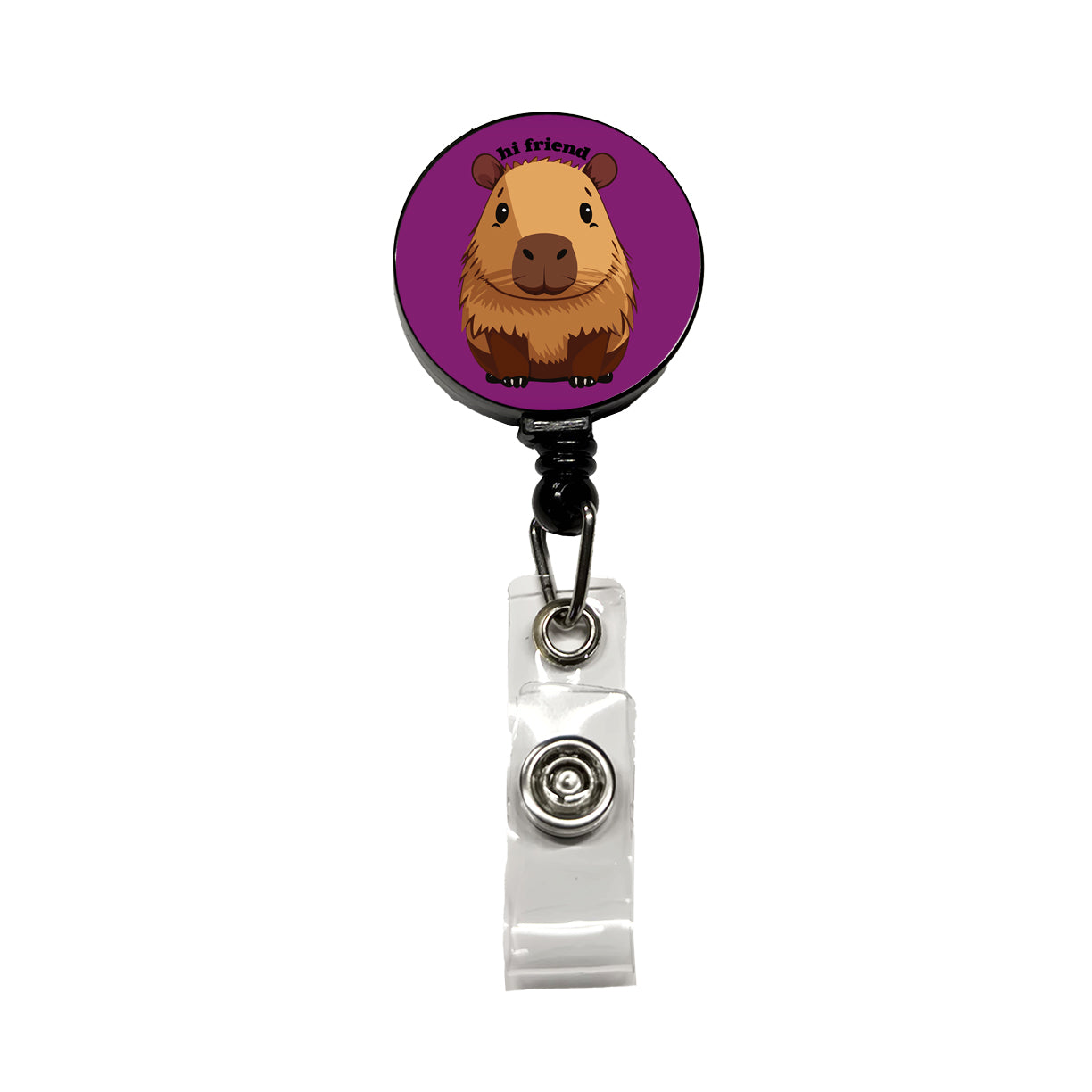 Capybara Hi Friend Hello Funny Retractable ID Key Card Name Tag Badge Holder with Clip