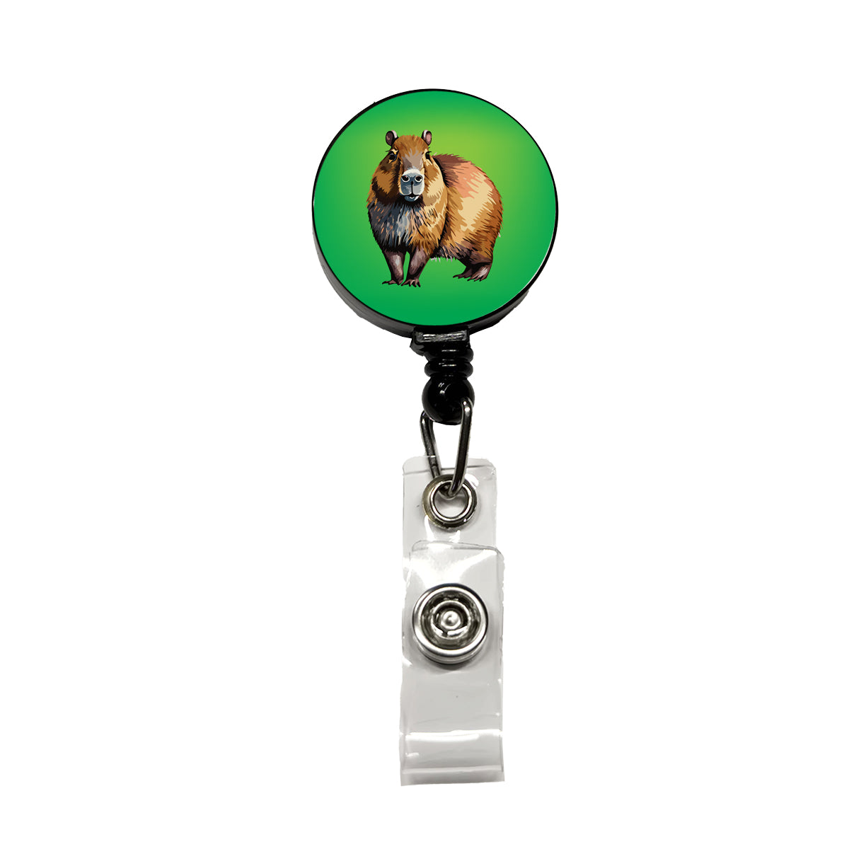 Capybara Standing Retractable ID Key Card Name Tag Badge Holder with Clip