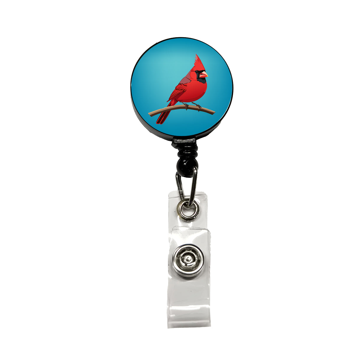 Cardinal Red on Branch Retractable ID Key Card Name Tag Badge Holder with Clip