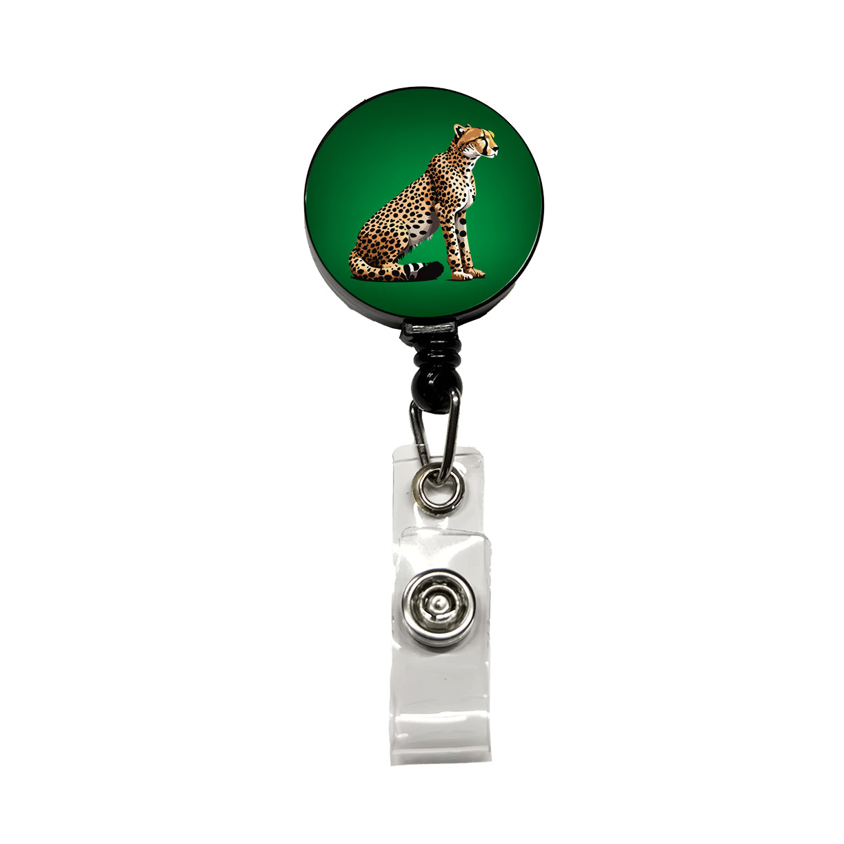 Cheetah Sitting Profile Big Cat Retractable ID Key Card Name Tag Badge Holder with Clip