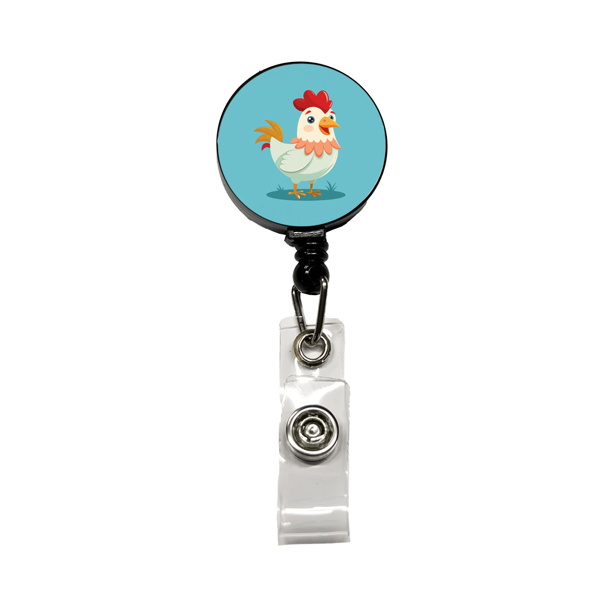 Chicken Rooster Happy Retractable ID Key Card Name Tag Badge Holder with Clip