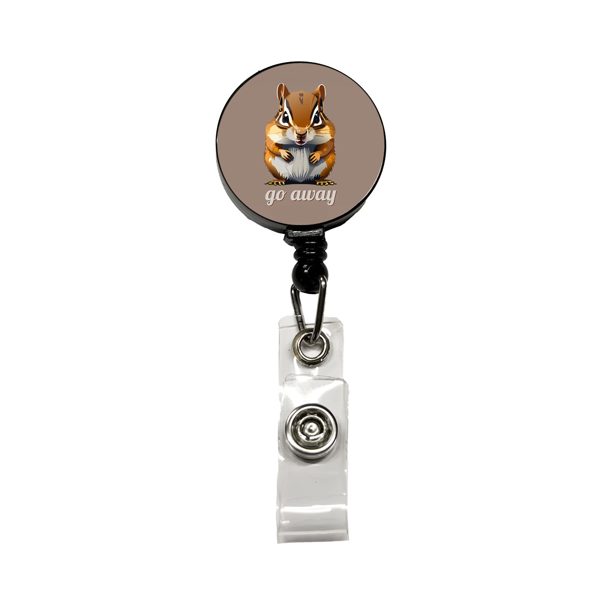 Chipmunk Go Away Staring Funny Retractable ID Key Card Name Tag Badge Holder with Clip
