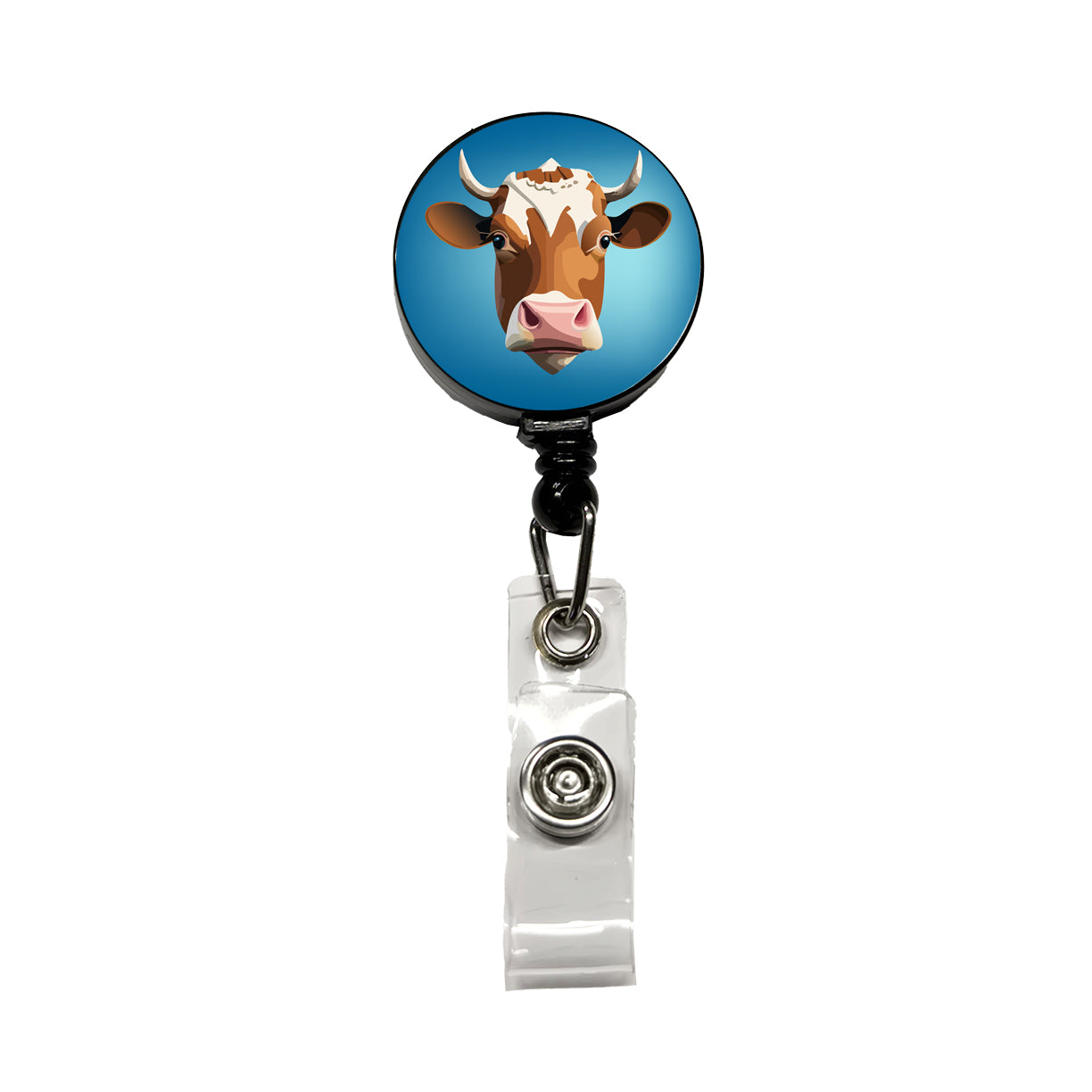 Cow Face Funny Retractable ID Key Card Name Tag Badge Holder with Clip