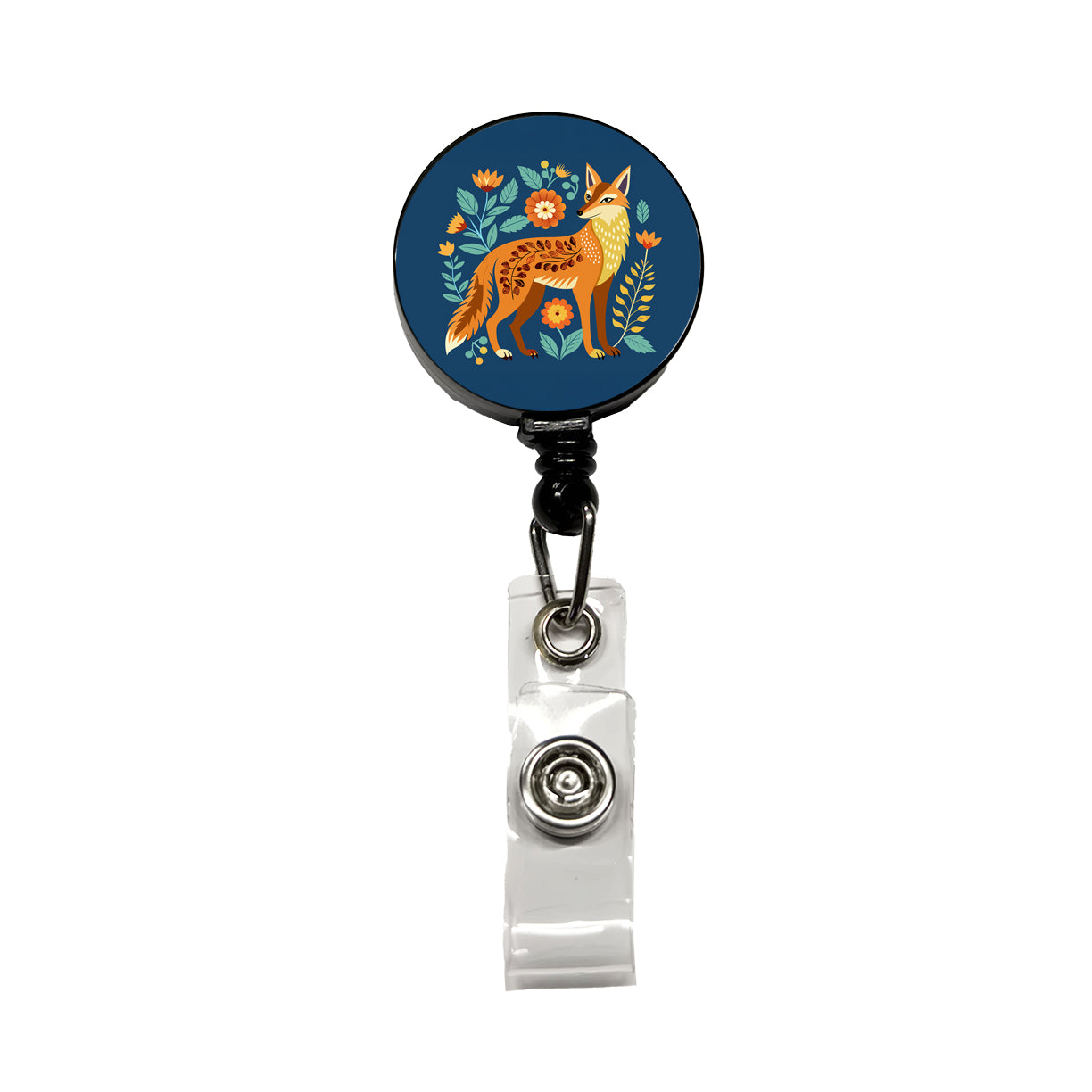 Coyote Pretty Floral Flowers Retractable ID Key Card Name Tag Badge Holder with Clip