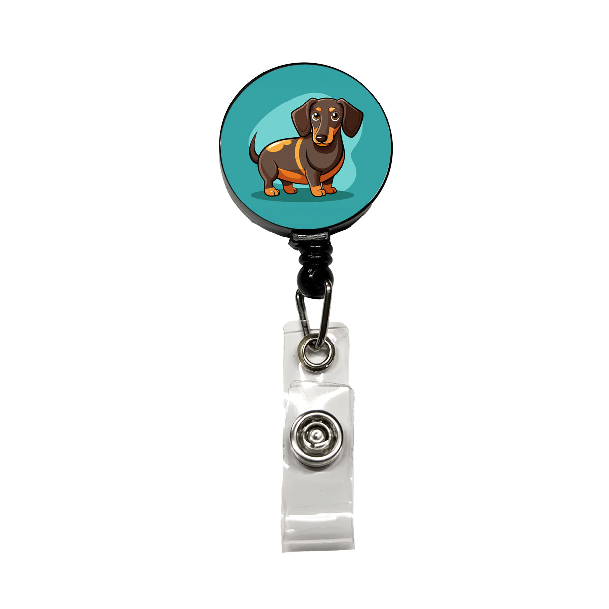 Dachshund Dog Profile Retractable ID Key Card Name Tag Badge Holder with Clip