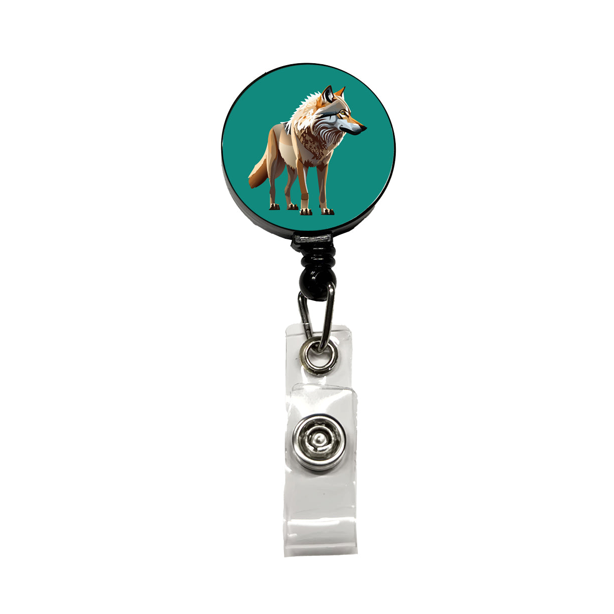 Dire Wolf Standing Retractable ID Key Card Name Tag Badge Holder with Clip