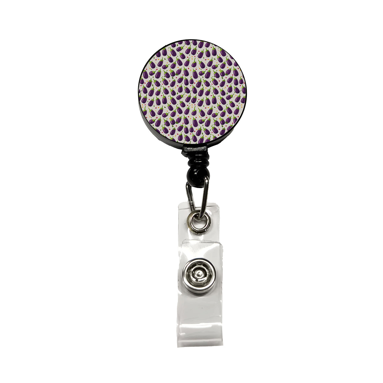 Eggplants Egg Plants Vegetables Scattered Pattern Retractable ID Key Card Name Tag Badge Holder with Clip