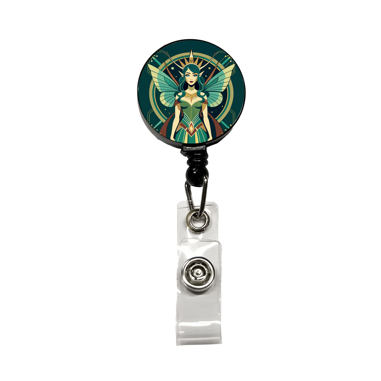 Fairy Nymph Art Deco Retractable ID Key Card Name Tag Badge Holder with Clip