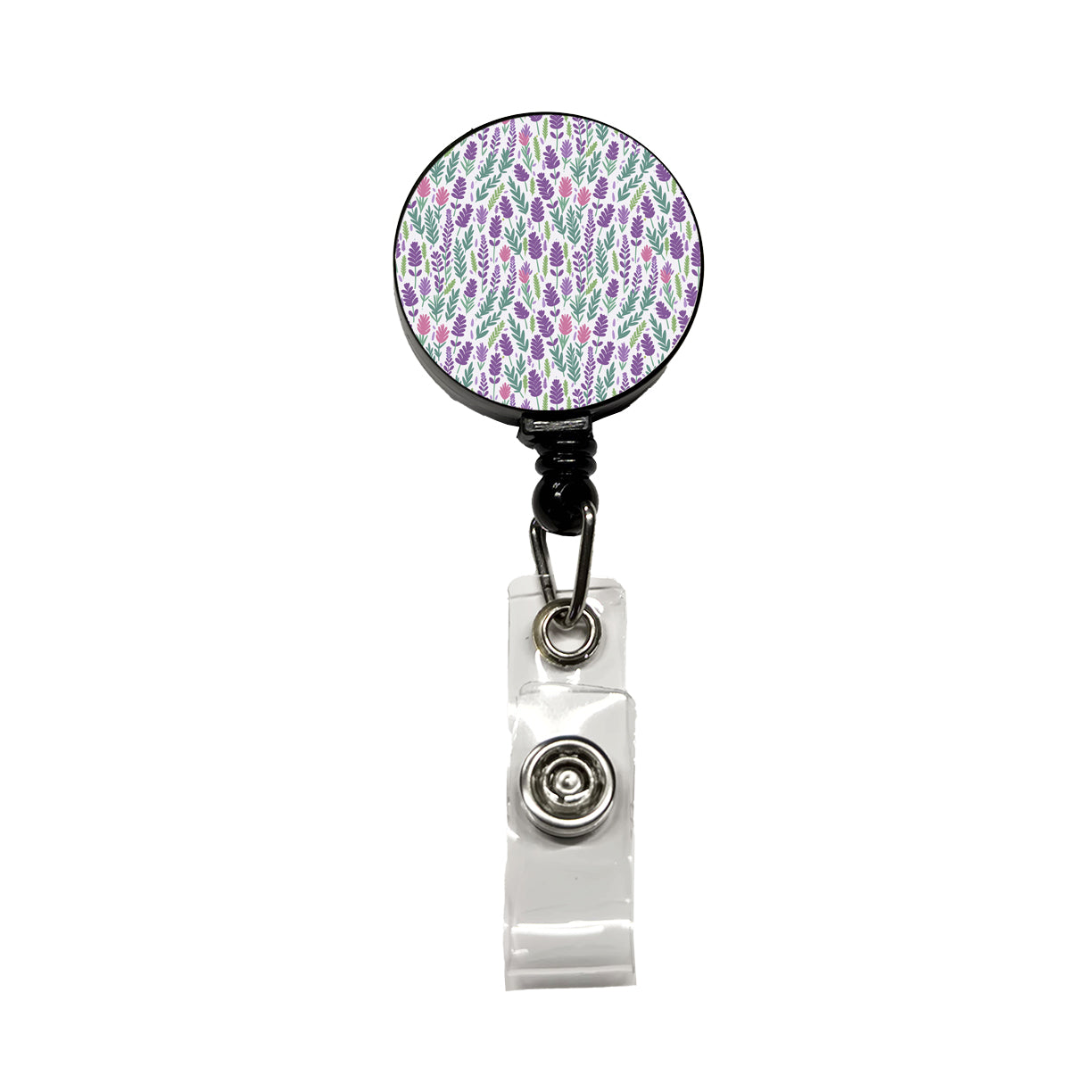 Flowers Lavender Cute Pattern Retractable ID Key Card Name Tag Badge Holder with Clip