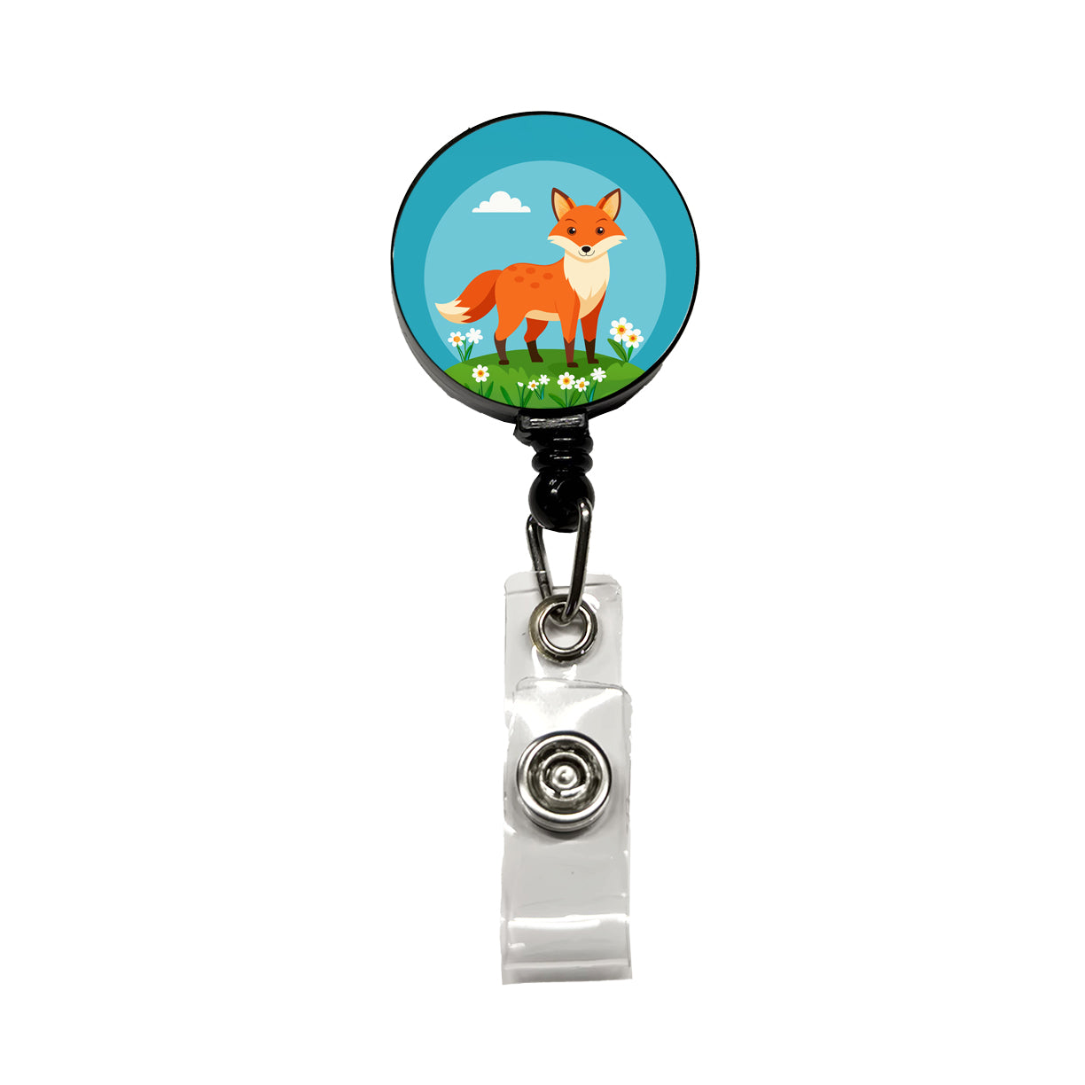 Fox in Meadow Retractable ID Key Card Name Tag Badge Holder with Clip