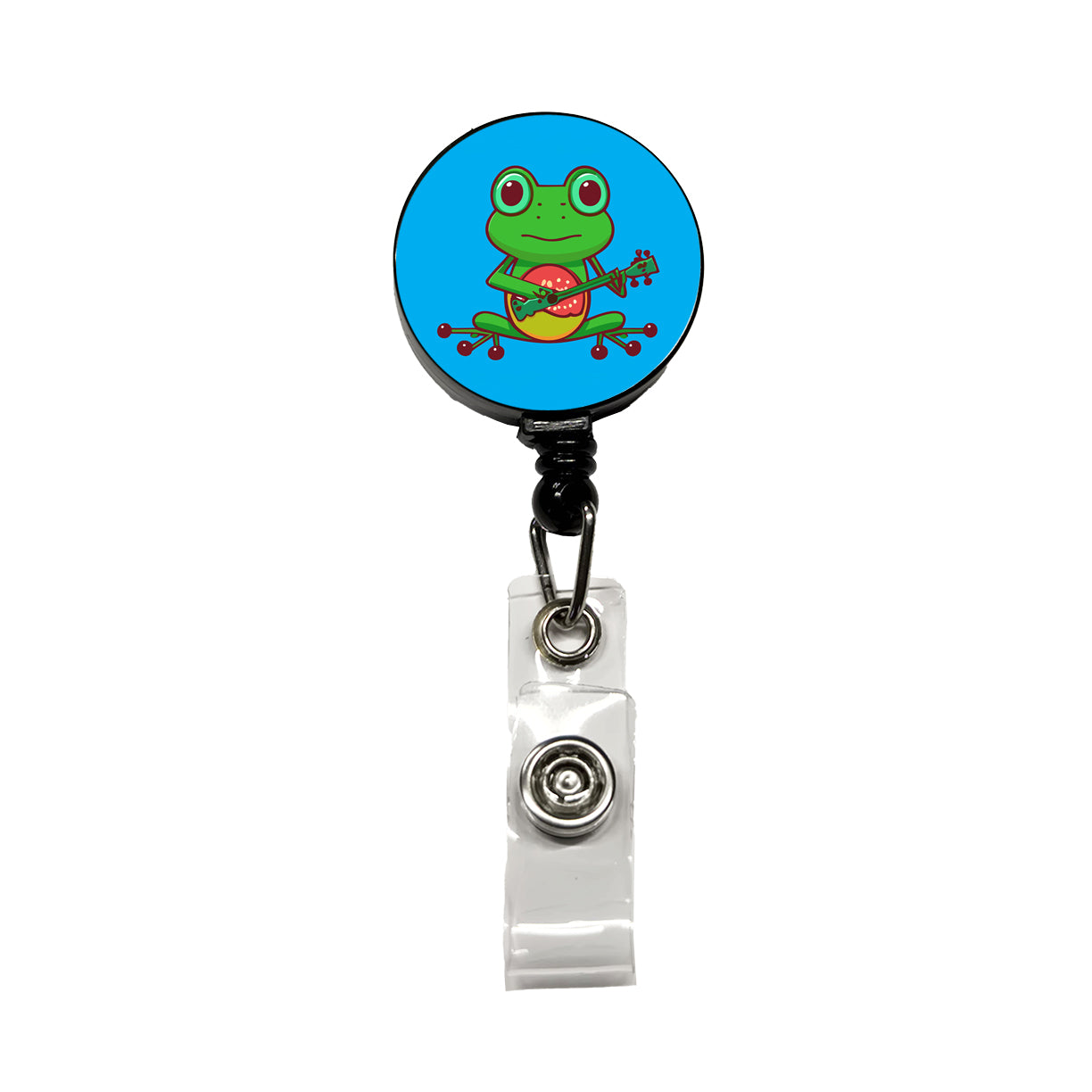 Frog Playing Banjo Guitar Music Funny Retractable ID Key Card Name Tag Badge Holder with Clip