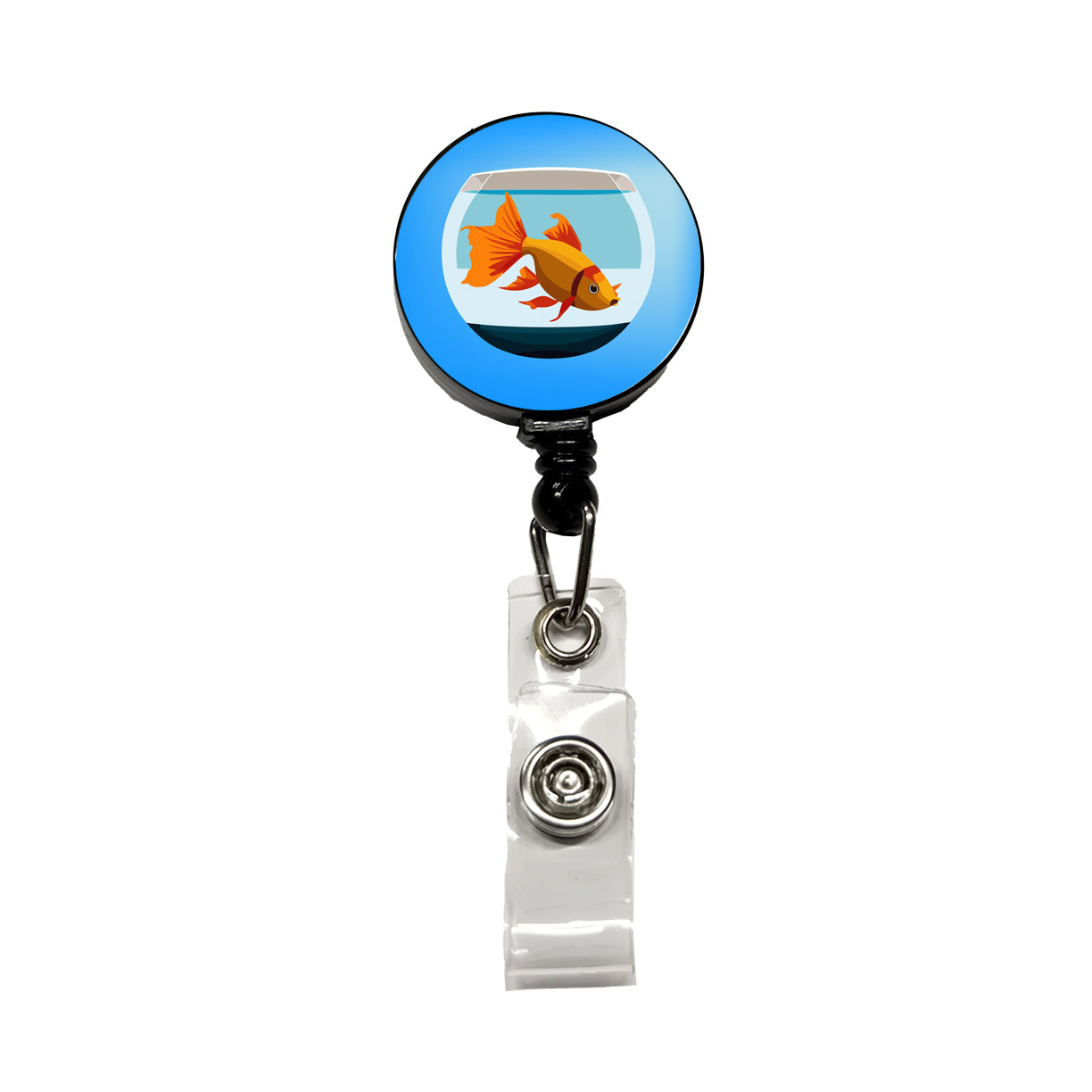 Goldfish in Bowl Pet Retractable ID Key Card Name Tag Badge Holder with Clip