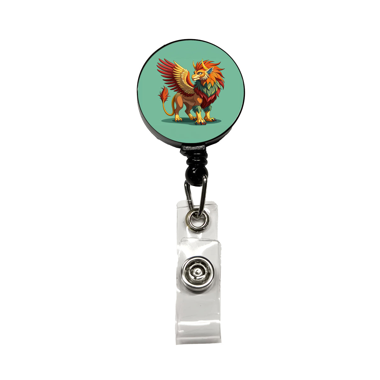 Griffin Greek Mythology Retractable ID Key Card Name Tag Badge Holder with Clip