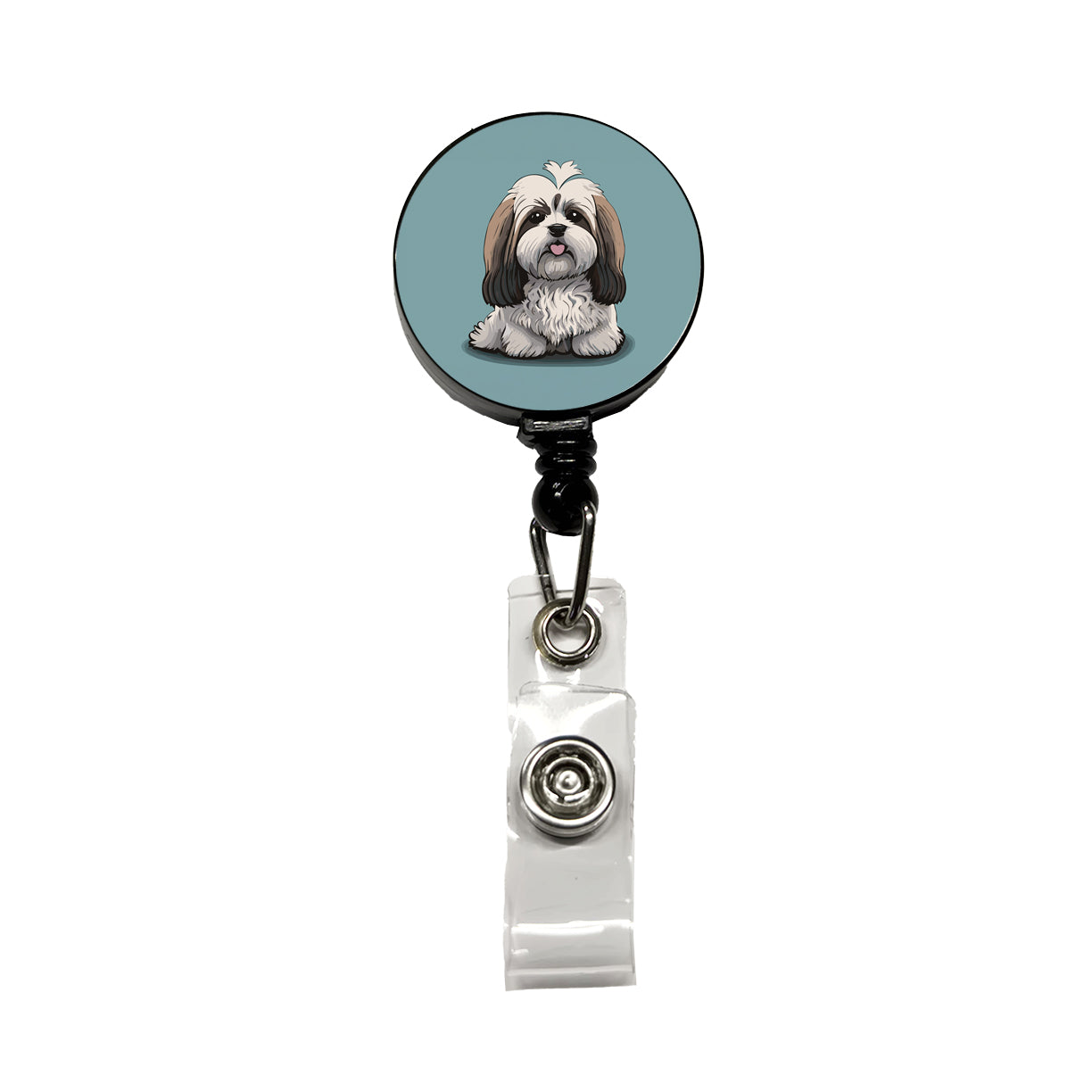 Havanese Dog Sitting Retractable ID Key Card Name Tag Badge Holder with Clip