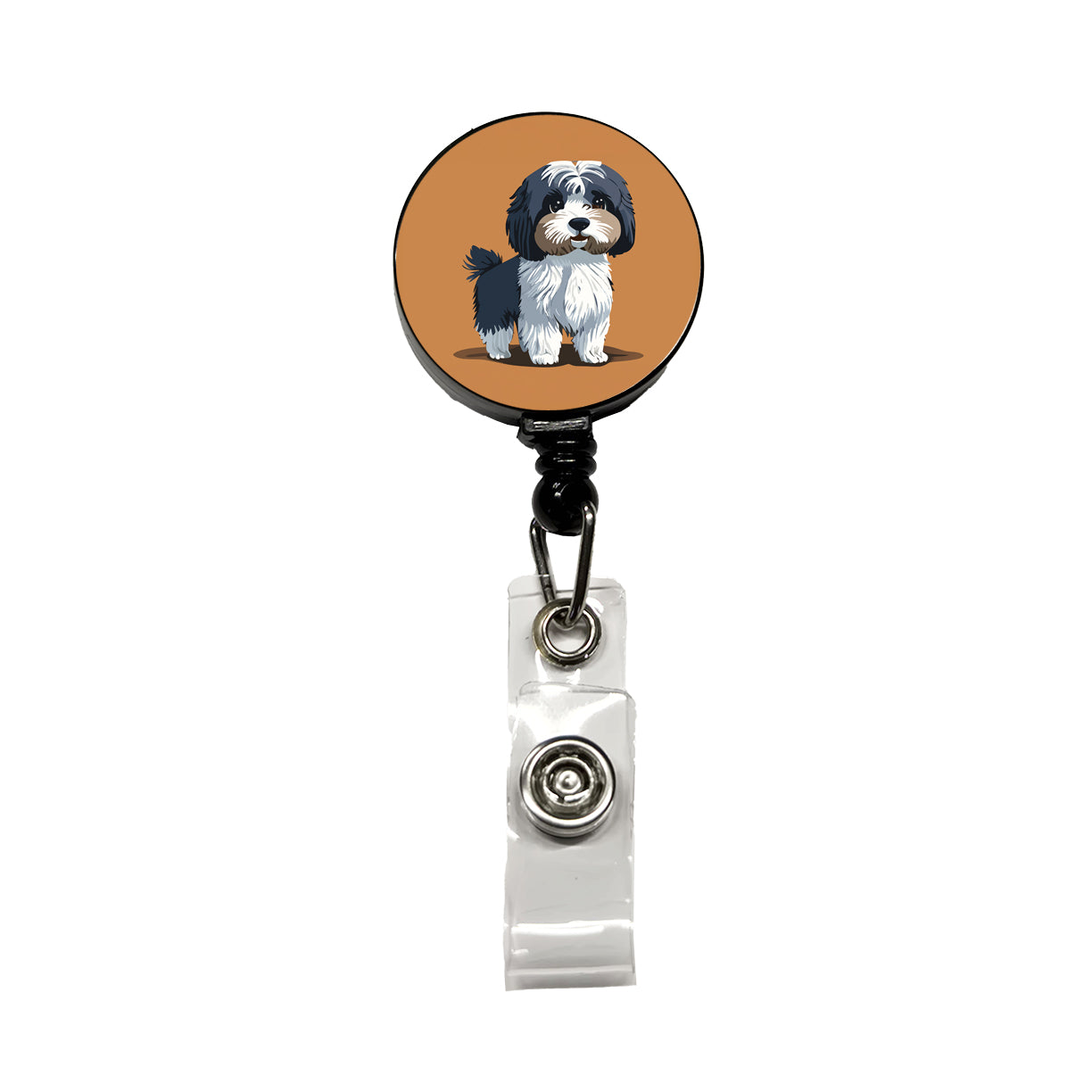 Havanese Dog Standing Retractable ID Key Card Name Tag Badge Holder with Clip