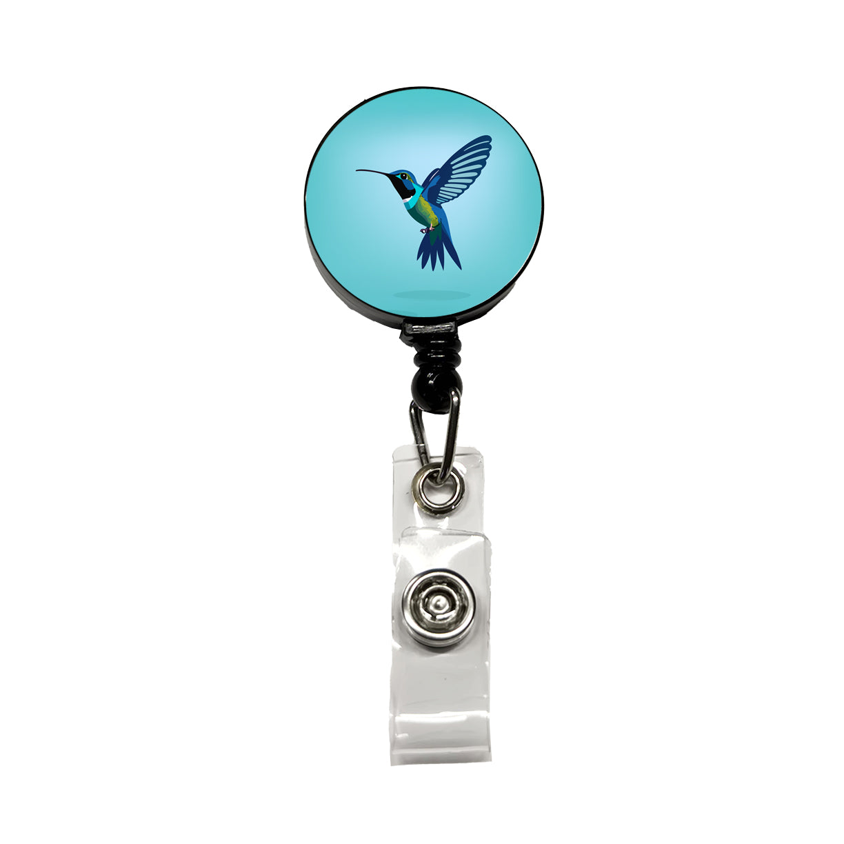 Hummingbird Blue Retractable ID Key Card Name Tag Badge Holder with Clip