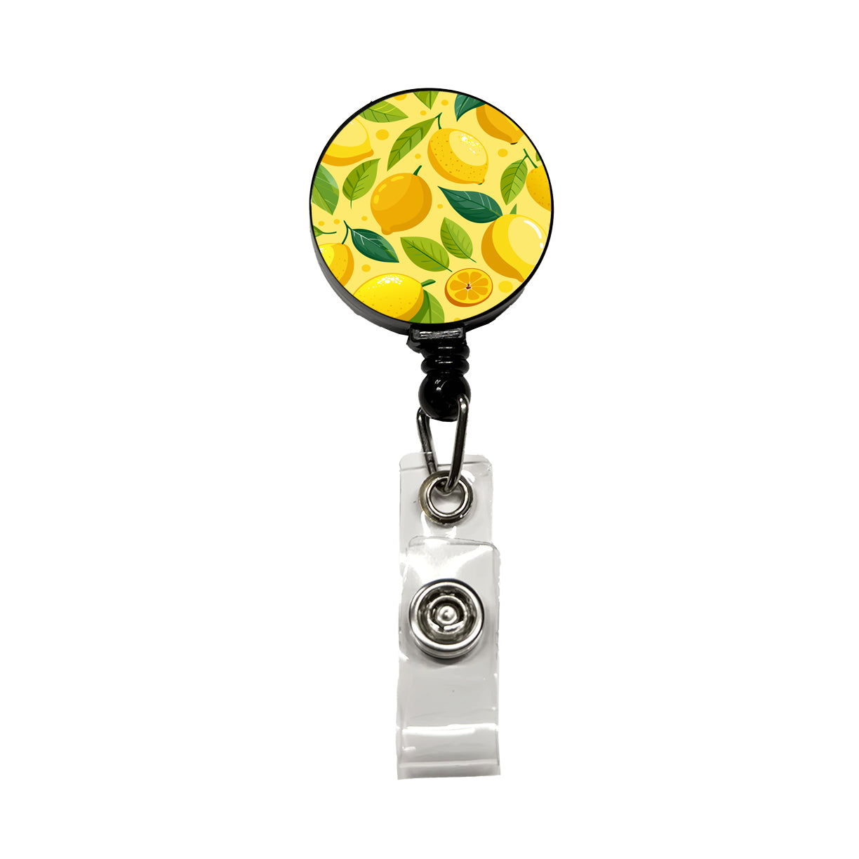 Lemons Fruit Scattered Pattern Retractable ID Key Card Name Tag Badge Holder with Clip
