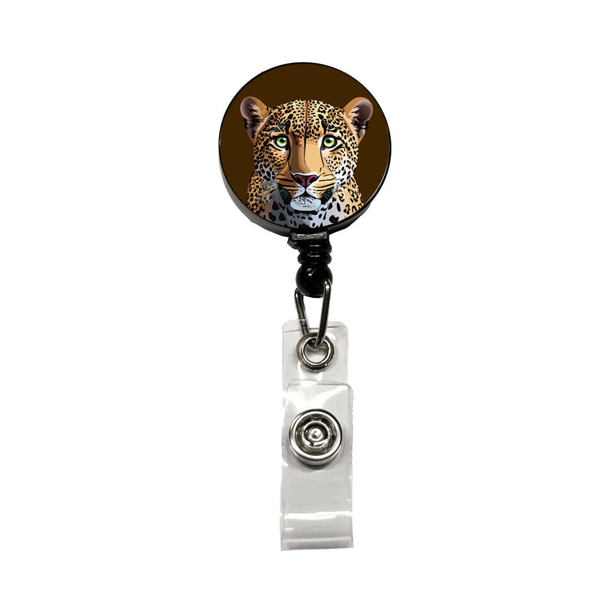 Leopard Cheetah Face Big Cat Retractable ID Key Card Name Tag Badge Holder with Clip