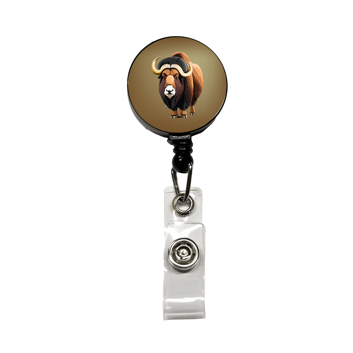 Muskox Musk Ox Shaggy Arctic Animal Retractable ID Key Card Name Tag Badge Holder with Clip