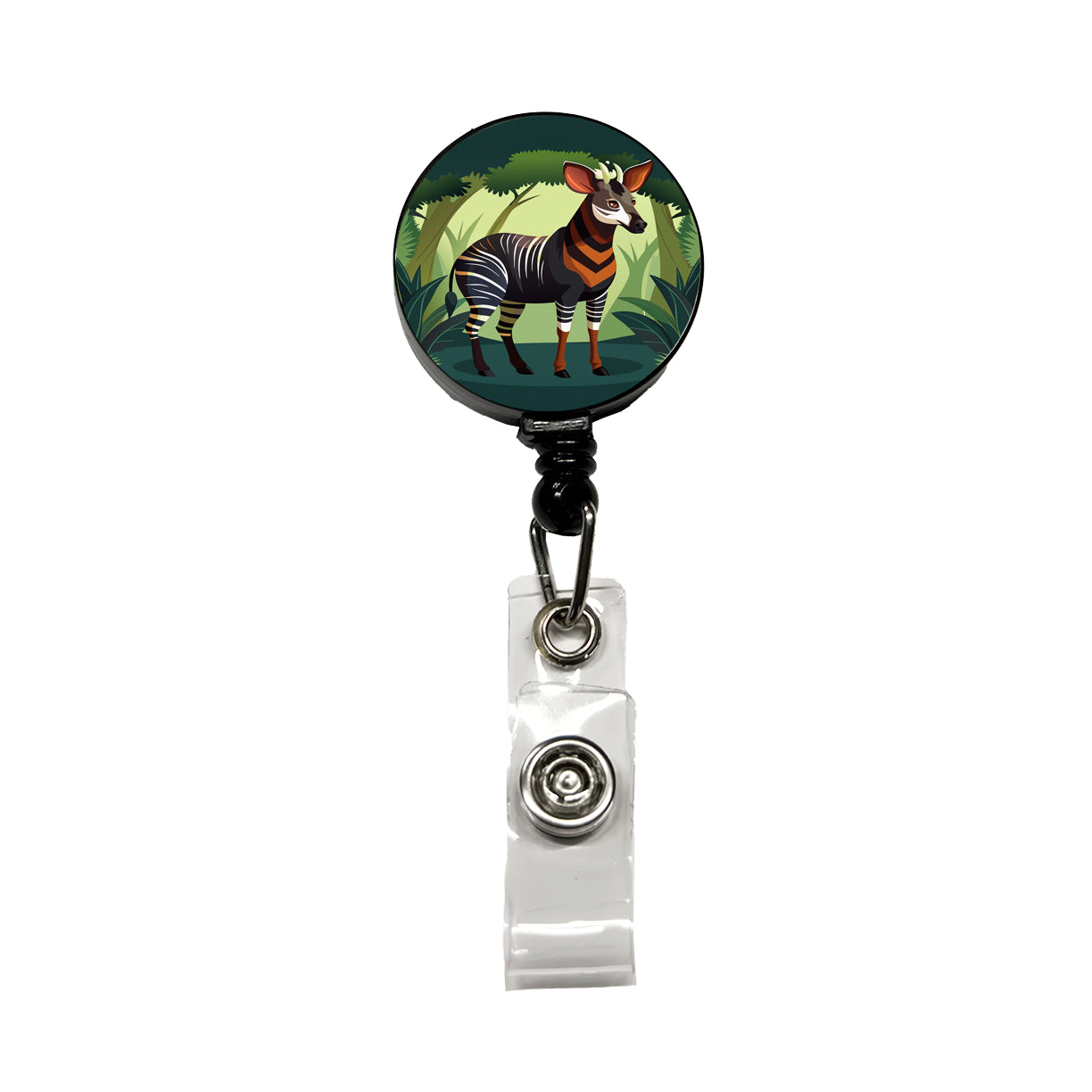 Okapi Forest Zebra Giraffe Retractable ID Key Card Name Tag Badge Holder with Clip