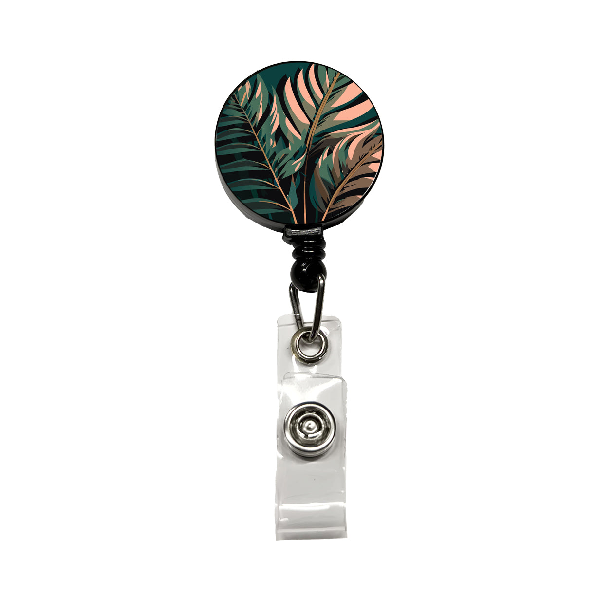 Palm Trees Leaves Fronds Tropical Foliage Retractable ID Key Card Name Tag Badge Holder with Clip