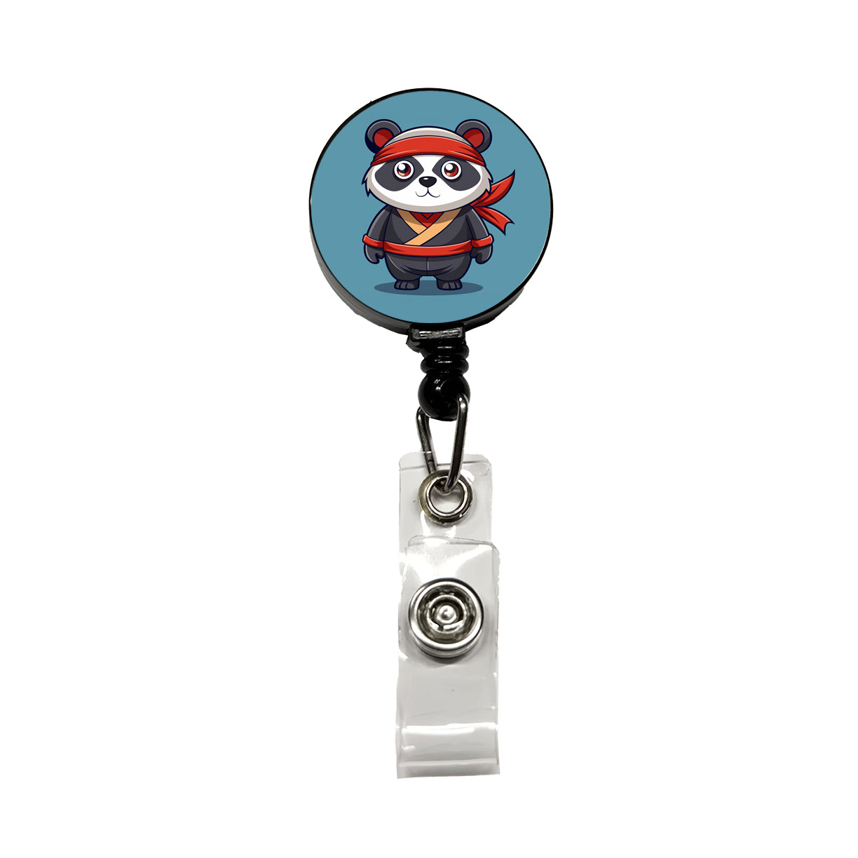 Panda Ninja Retractable ID Key Card Name Tag Badge Holder with Clip
