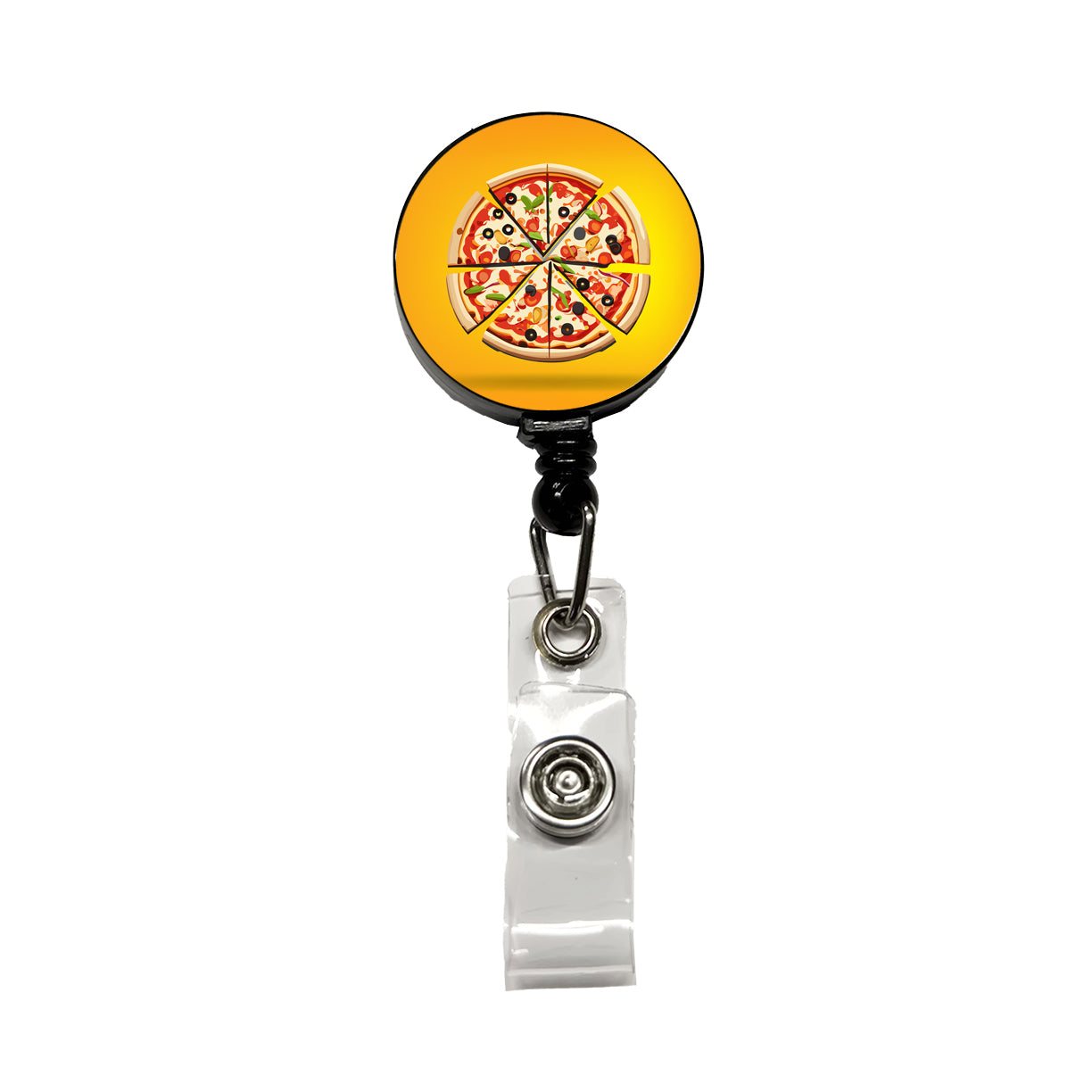 Pizza Sliced Retractable ID Key Card Name Tag Badge Holder with Clip