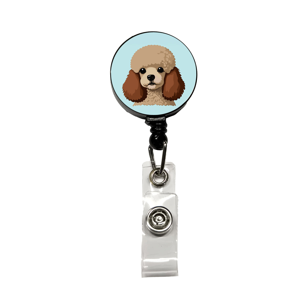Poodle Head Cute Retractable ID Key Card Name Tag Badge Holder with Clip