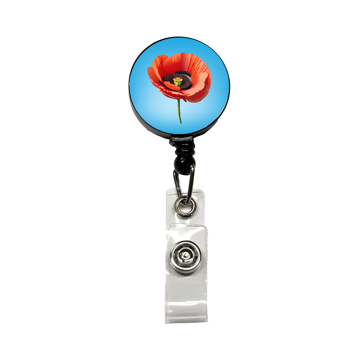 Poppy Flower Red Retractable ID Key Card Name Tag Badge Holder with Clip