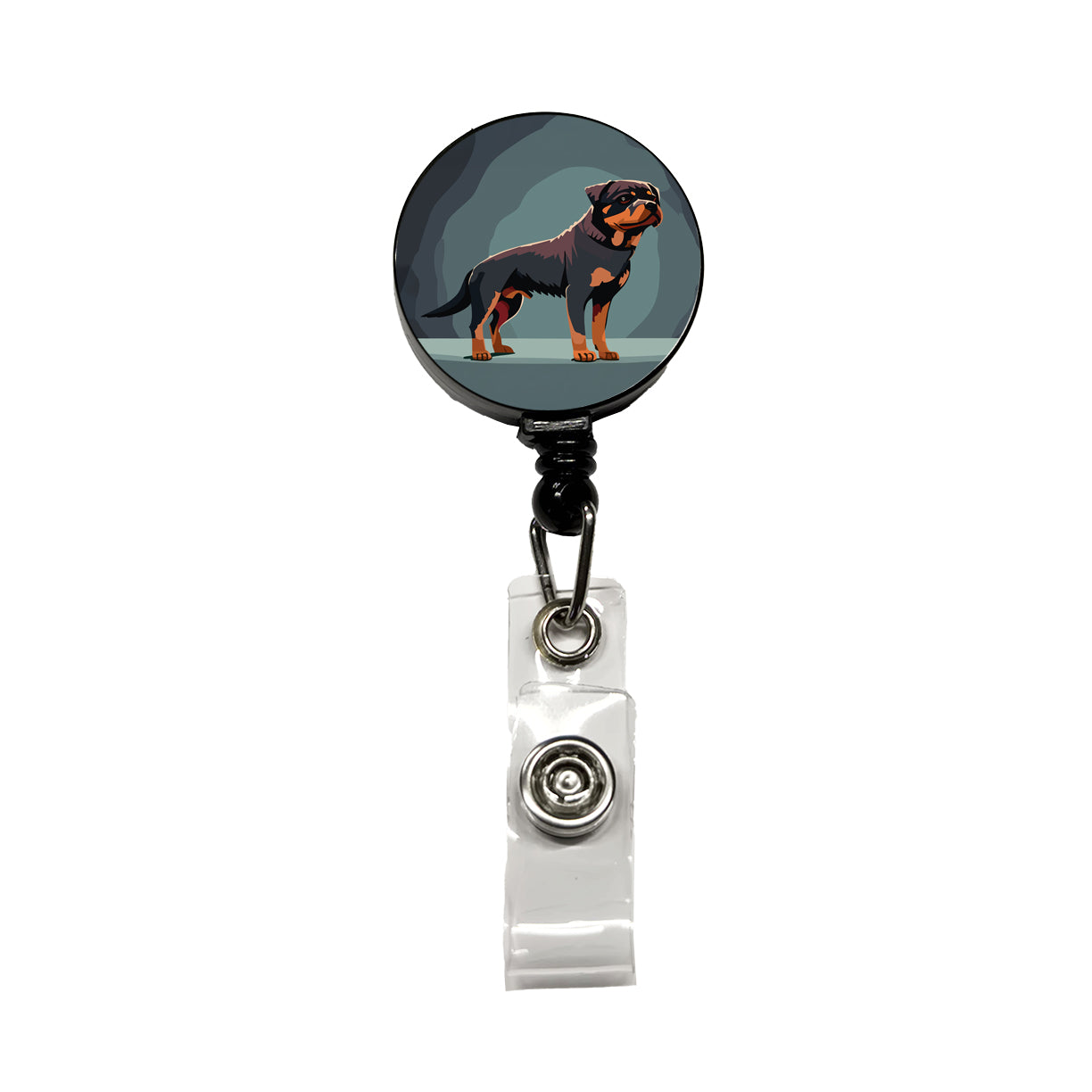 Rottweiler Dog Standing Retractable ID Key Card Name Tag Badge Holder with Clip