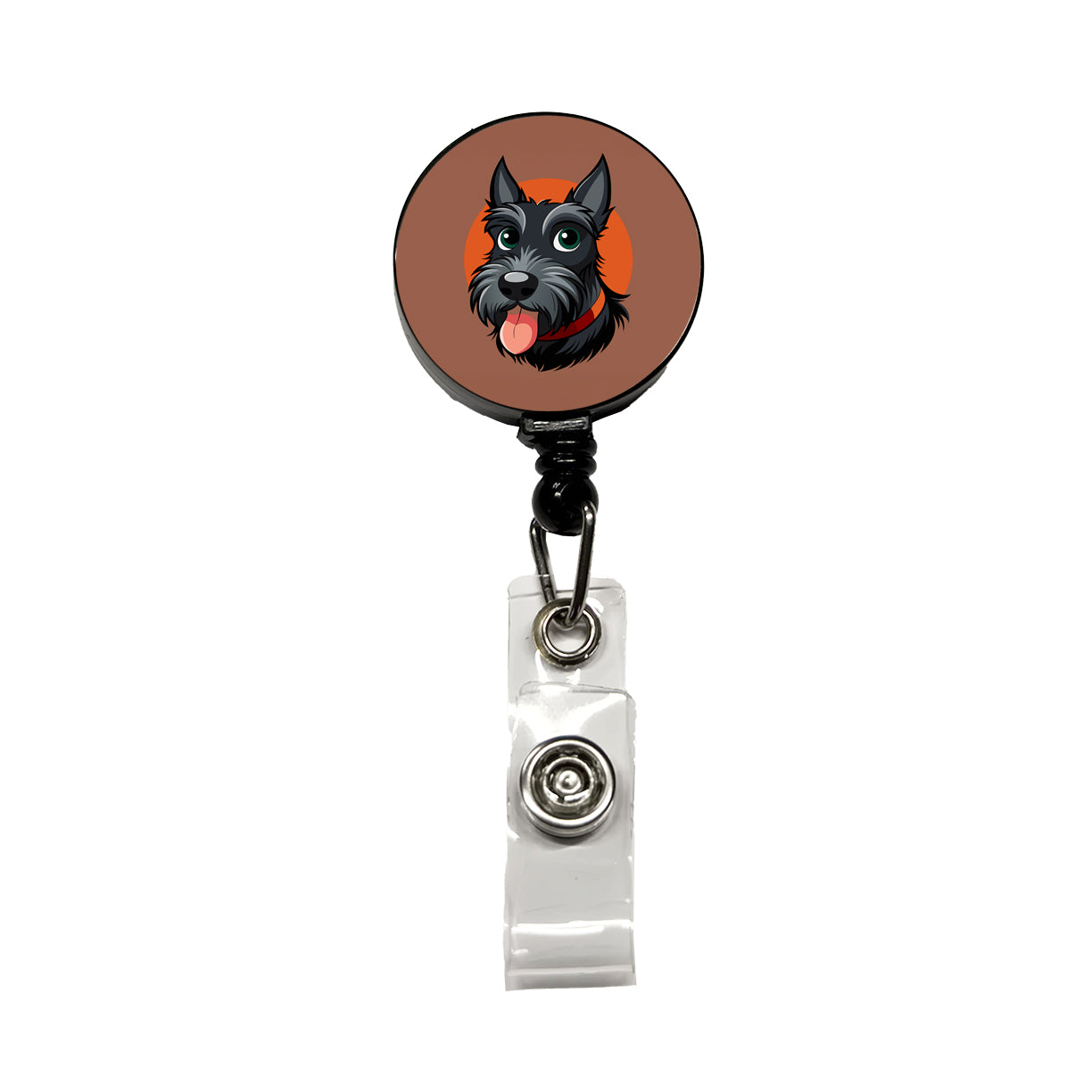 Scottish Terrier Scottie Sticking Out Tongue Retractable ID Key Card Name Tag Badge Holder with Clip