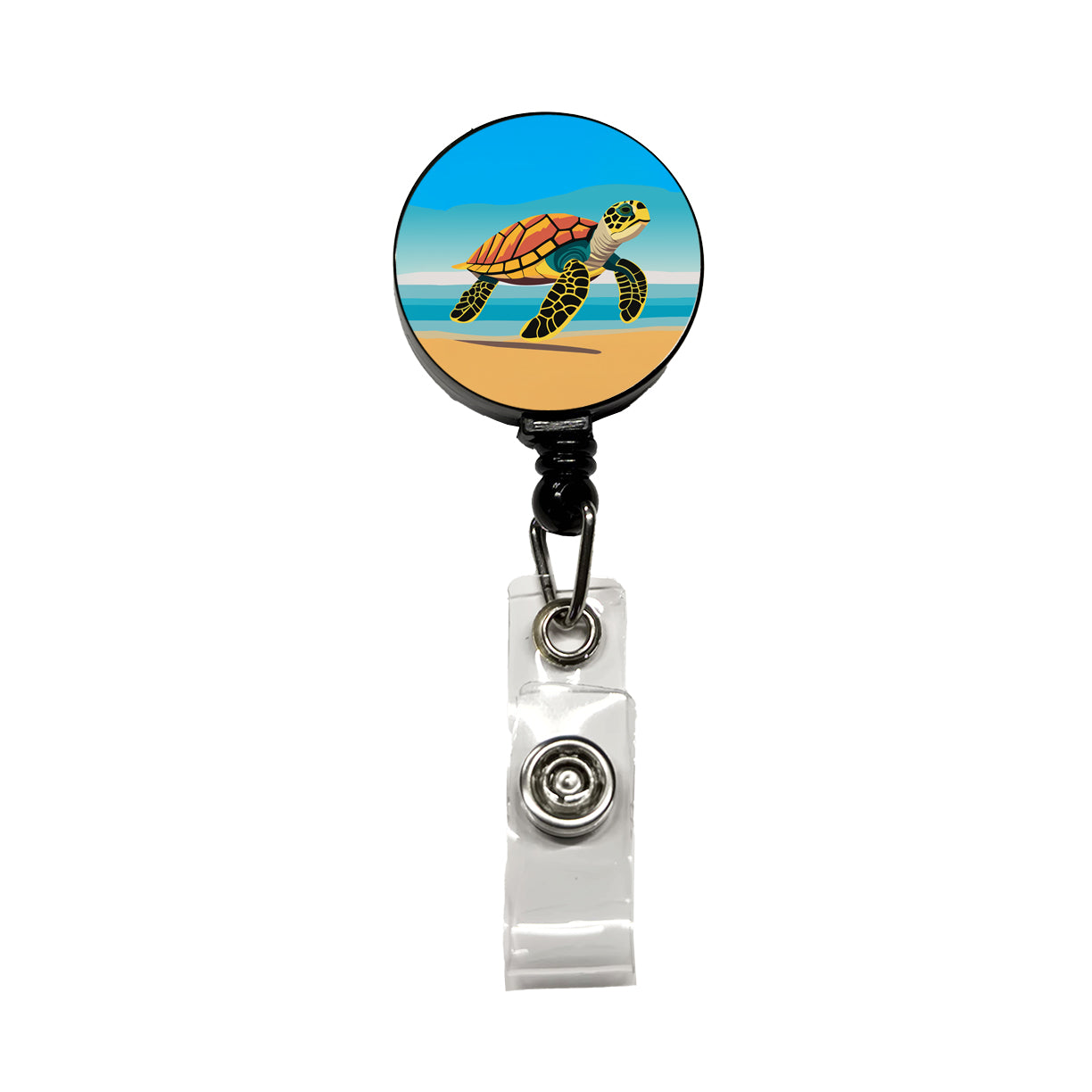 Sea Turtle Swimming Retractable ID Key Card Name Tag Badge Holder with Clip