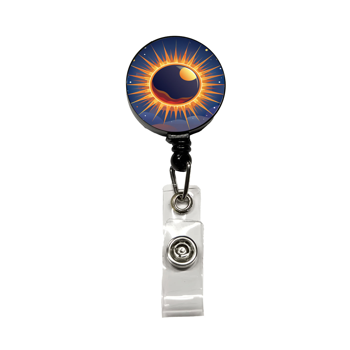 Solar Eclipse Sun Retractable ID Key Card Name Tag Badge Holder with Clip