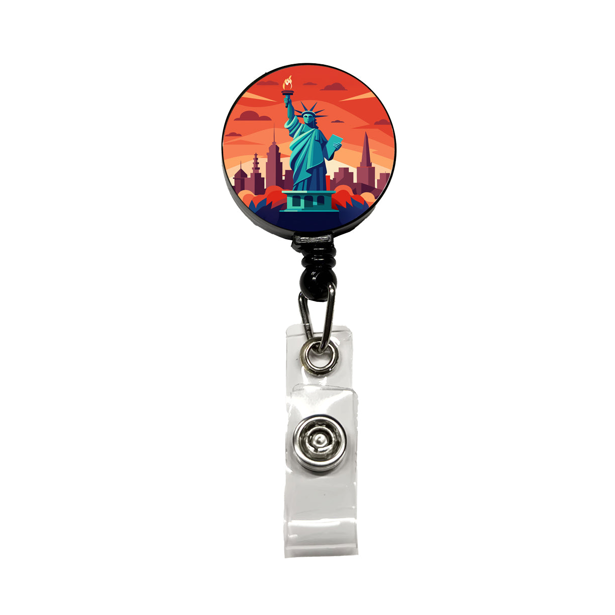 Statue of Liberty Retractable ID Key Card Name Tag Badge Holder with Clip