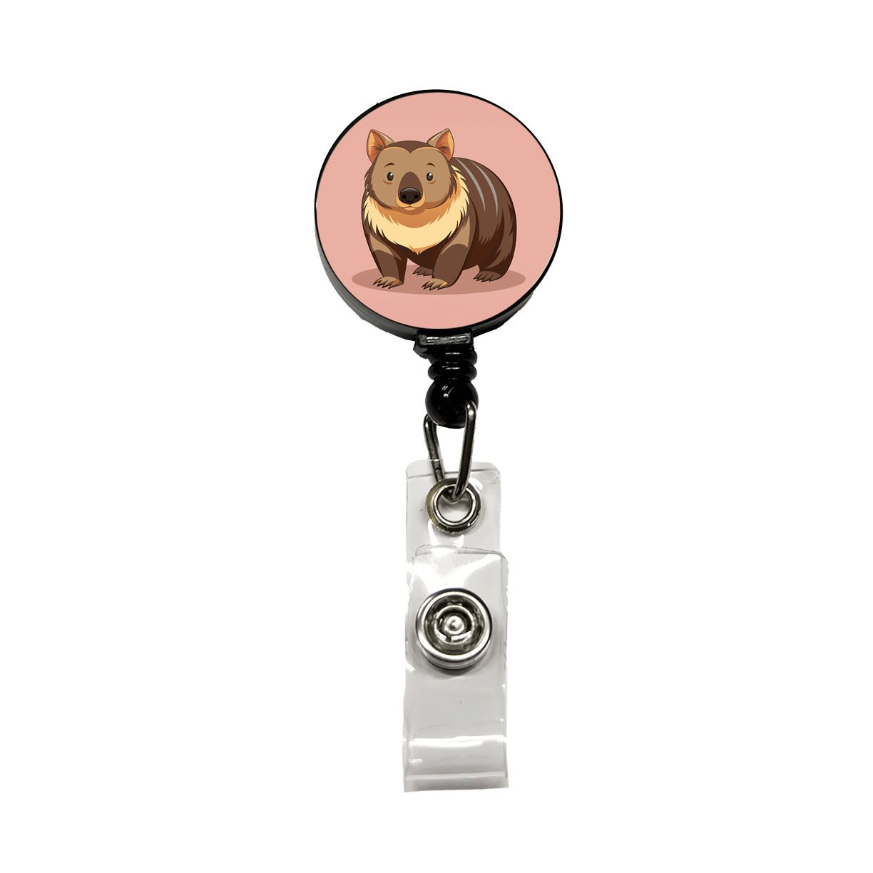 Wombat Australian Animal Cute Retractable ID Key Card Name Tag Badge Holder with Clip